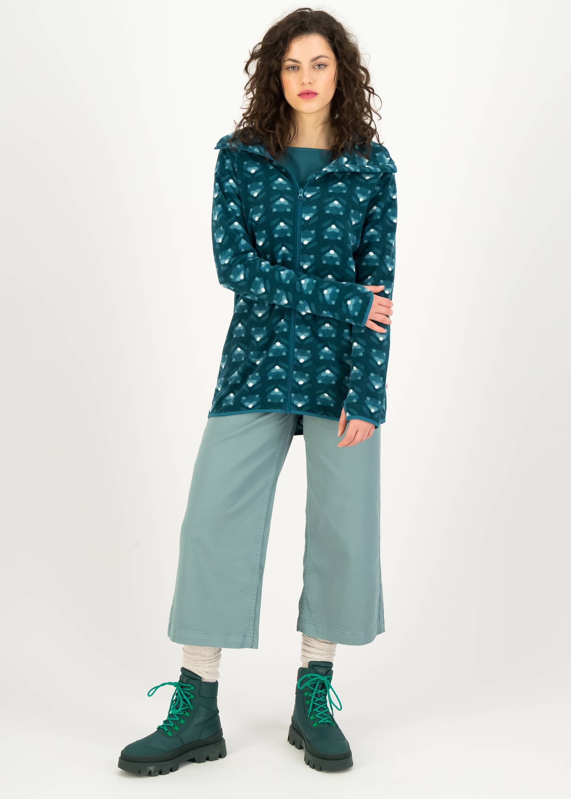 Fleece Jacket Extra Layer, stylish and chic flower, Sweatshirts & Hoodies, Blue
