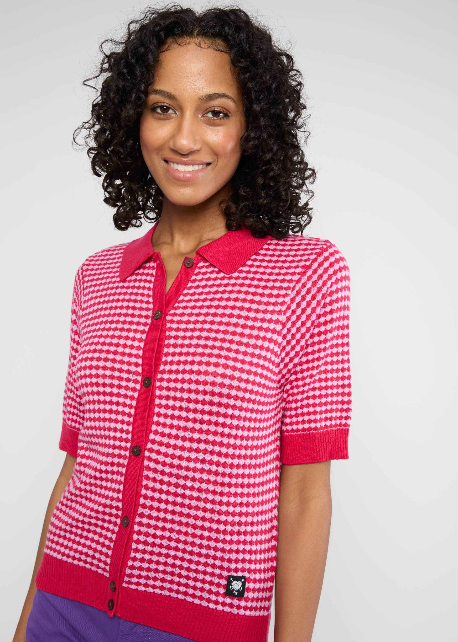 Top Petite Poloette, mixed dots rose red, Cardigans, Red