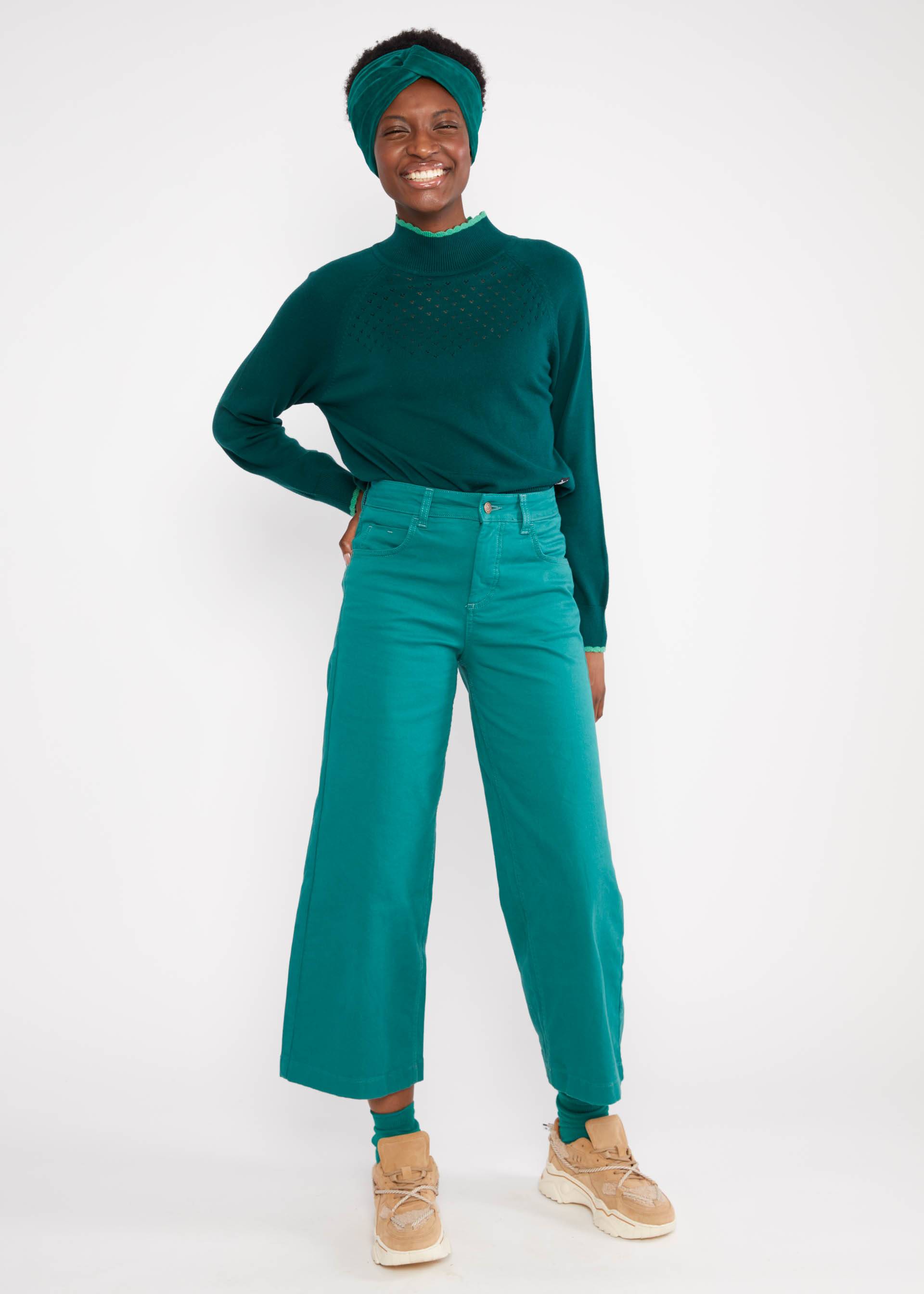 Trousers High Waist Culotte, happy turtle, Trousers, Green