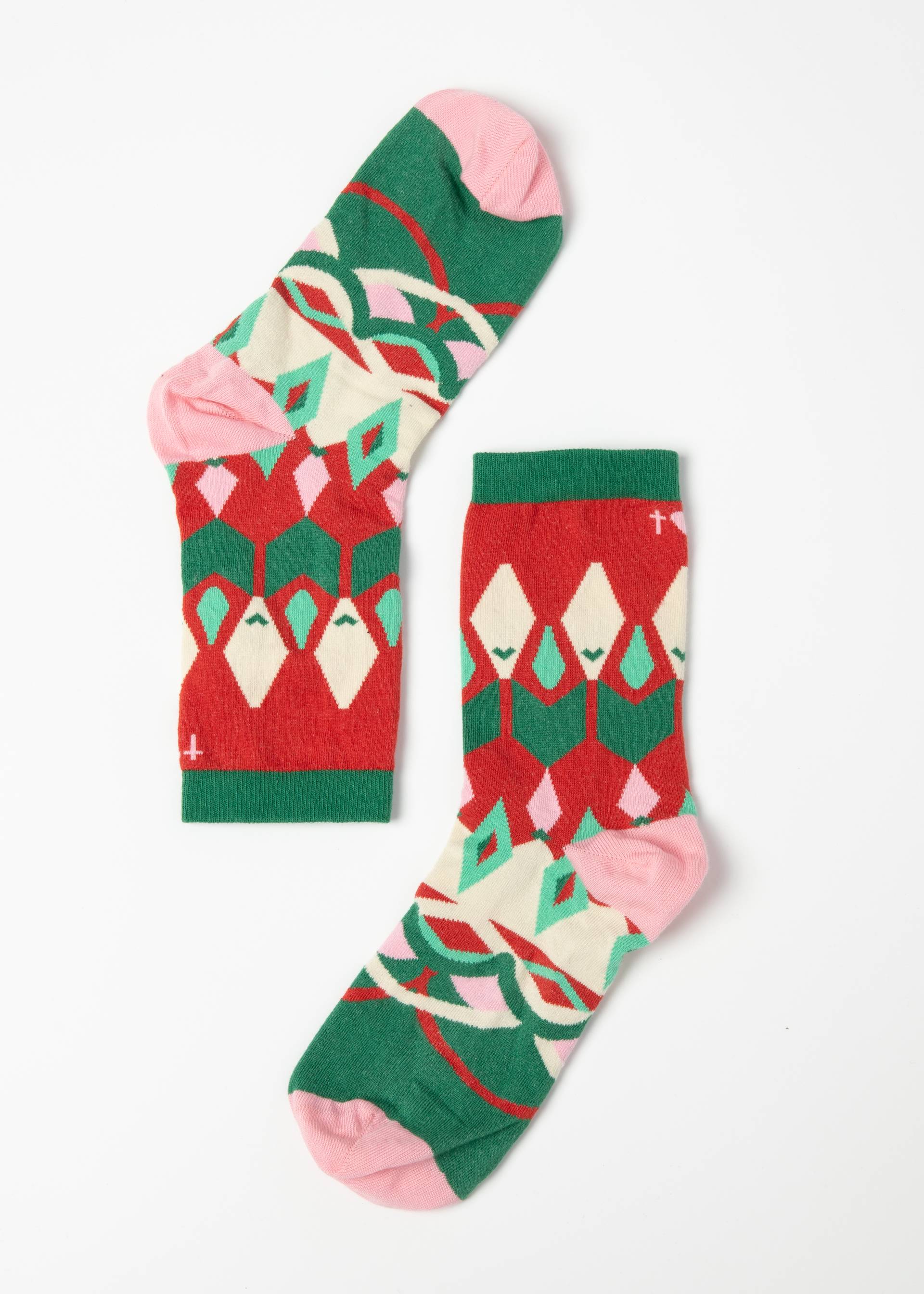 Baumwollsocken Sensational Steps, fair isle socks, Socken, Rot