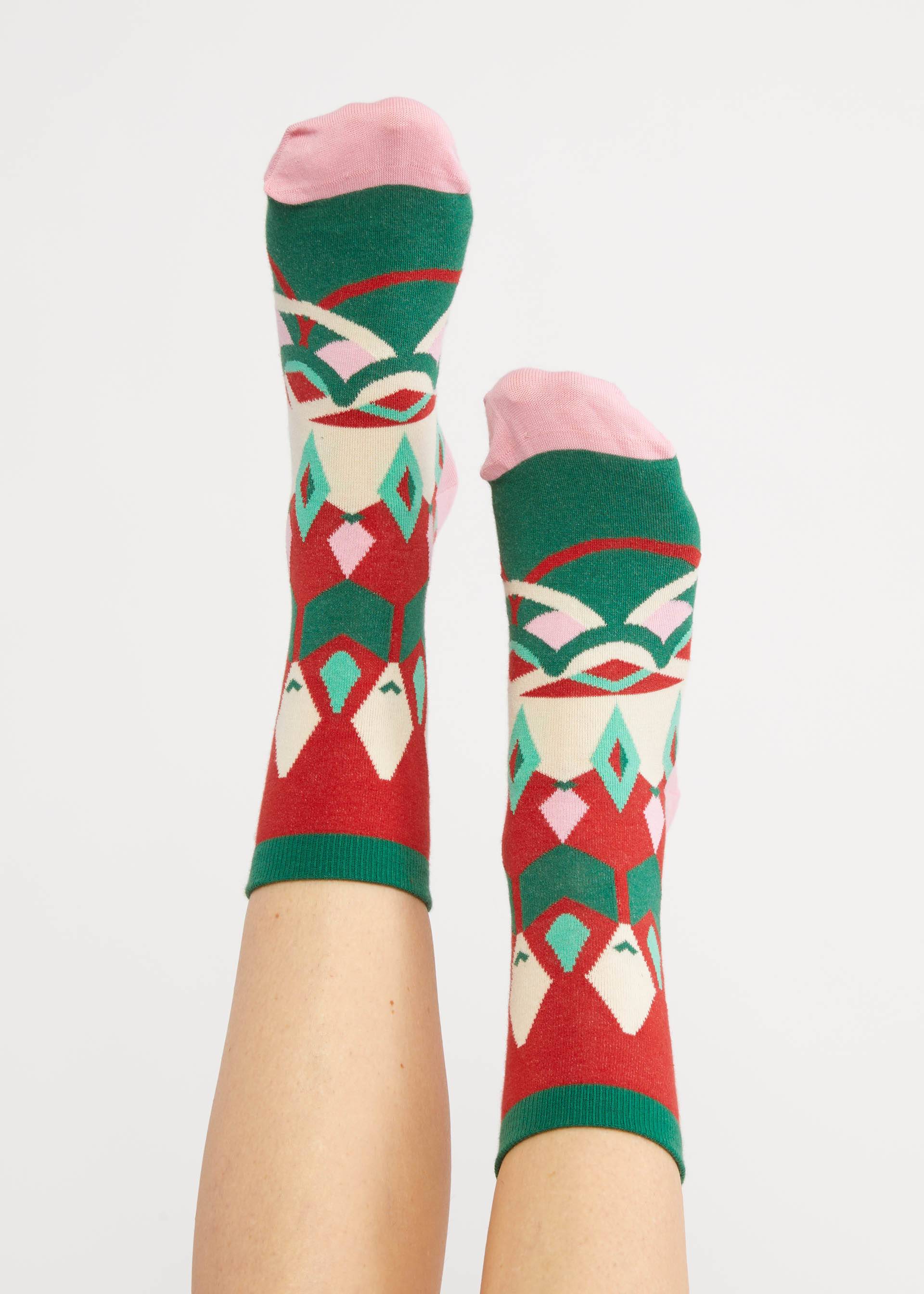 Baumwollsocken Sensational Steps, fair isle socks, Socken, Rot