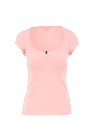 T-Shirt logo shortsleeve feminine, simply peach, Tops, Pink