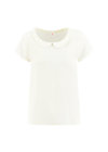 logo woven blouse, milky white, Shirts, White