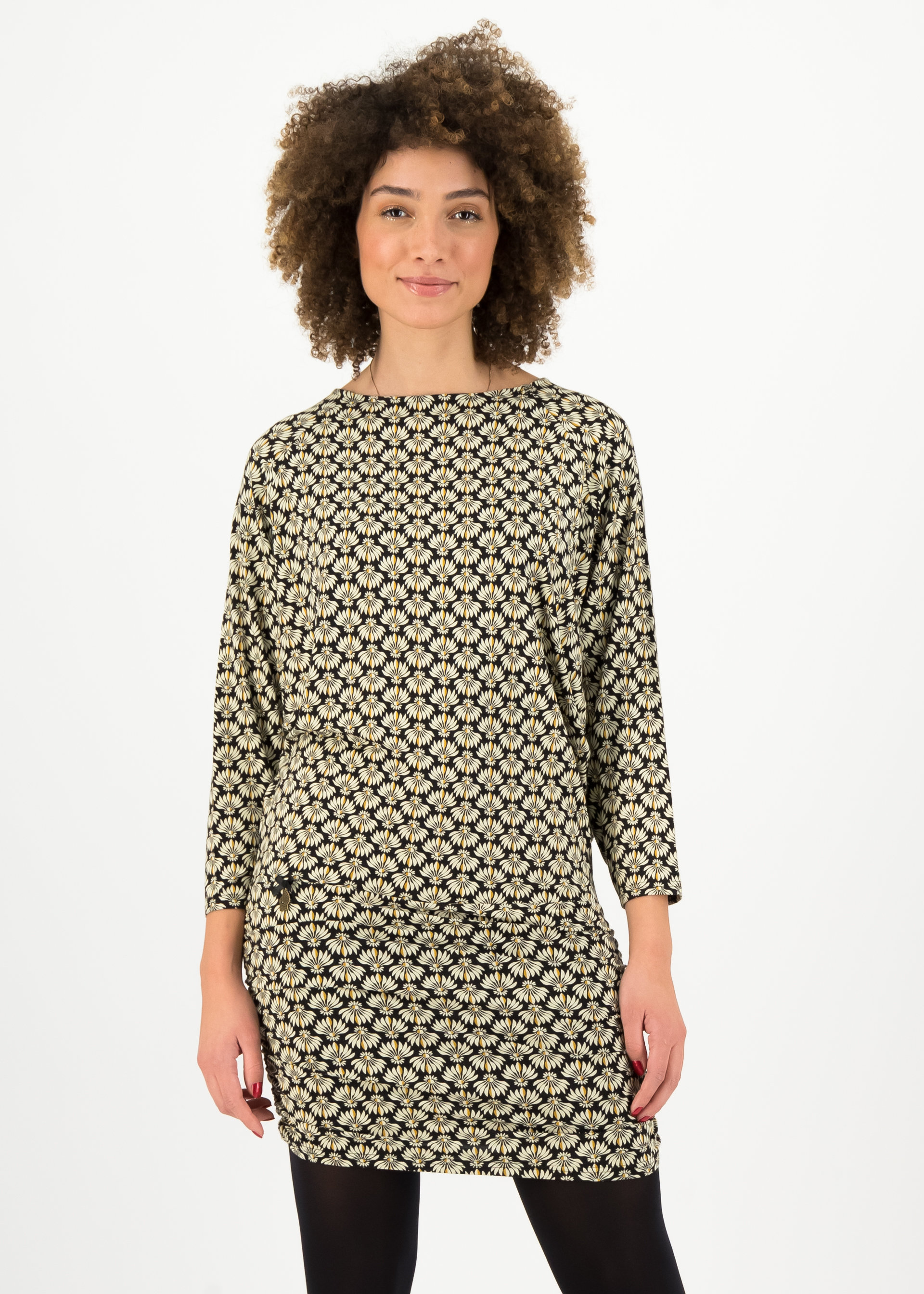 Tunikakleid leichte muse, banana palm, Kleider, Schwarz