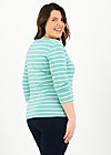 logo stripe 3/4 sleeve shirt, stripe of aqua, Shirts, Turquoise