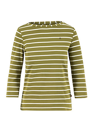 logo stripe 3/4 sleeve shirt, stripe of nature, Tops, Green