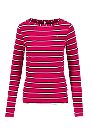 logo striped longsleeve shirt, morning glory stripes, Tops, Red