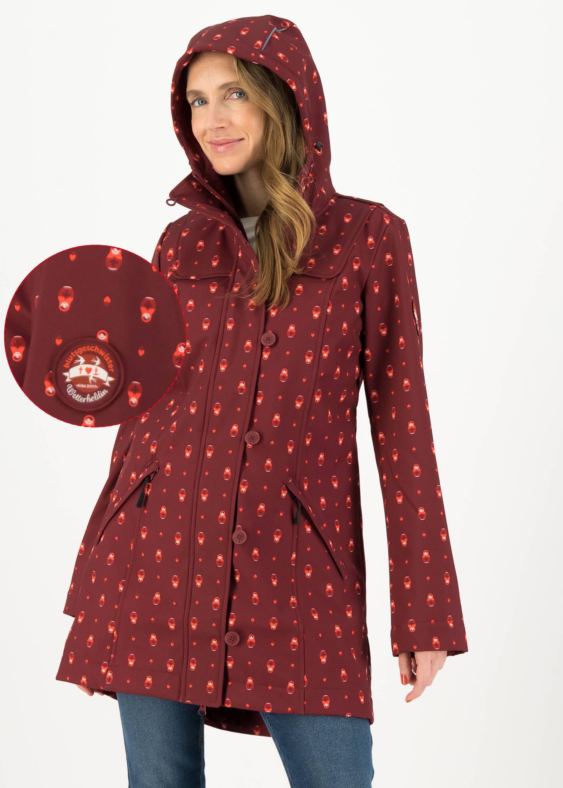 Soft Shell Jacket wild weather long anorak, miss matroschka, Jackets & Coats, Red