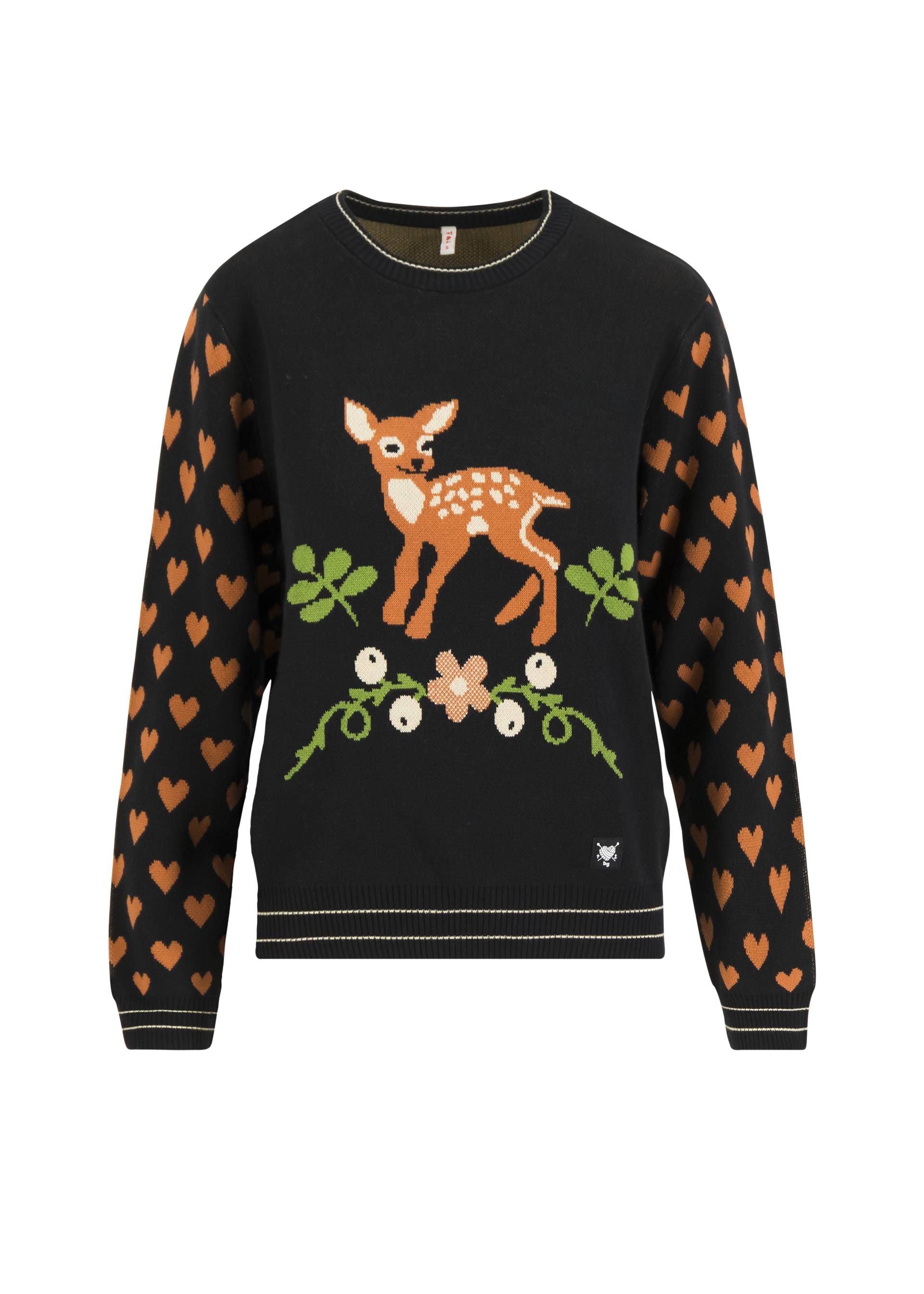 Strickpullover Cosy Storyteller, welcome to the woods, Strickpullover, Schwarz