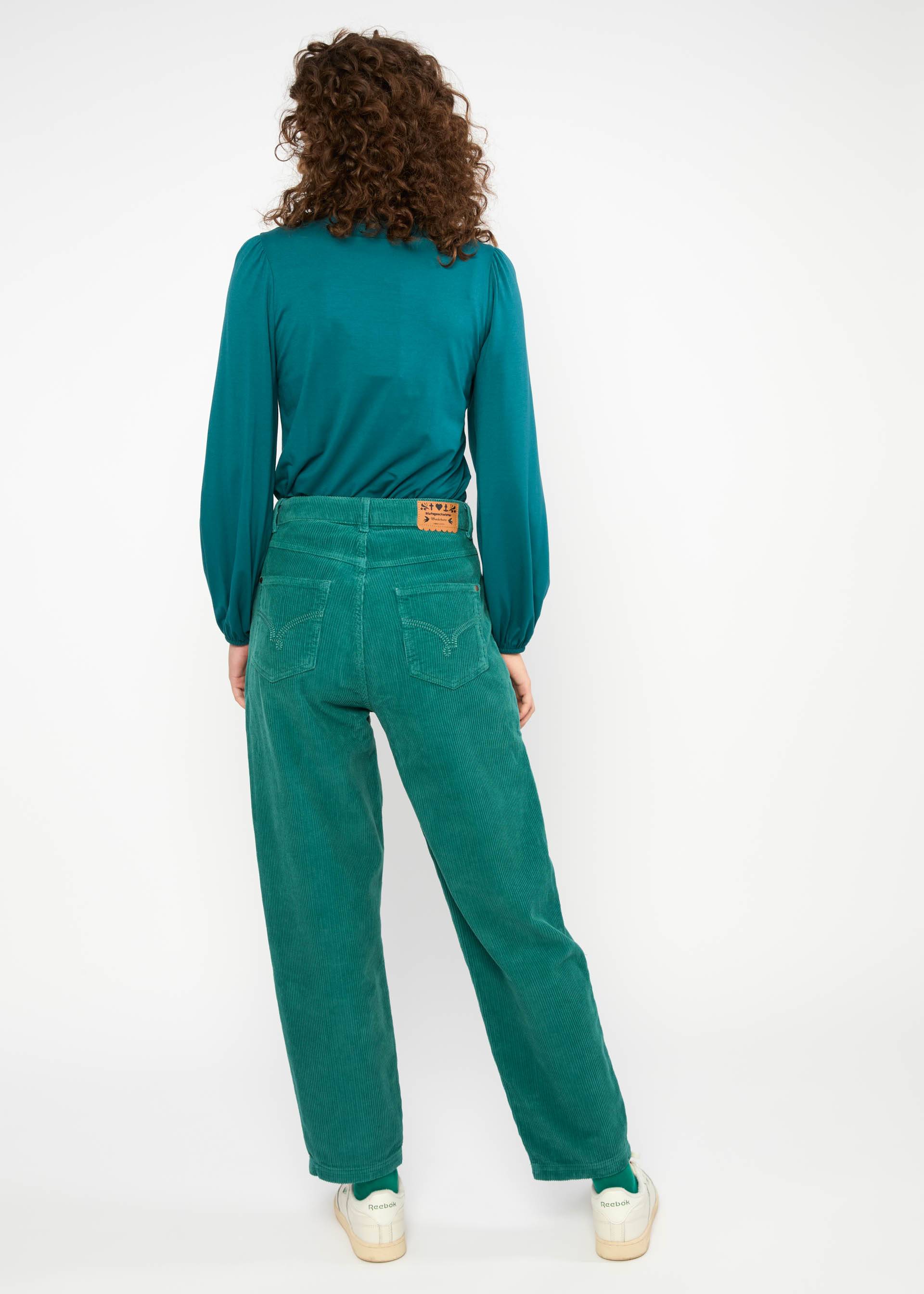 Cordhose High Waist Olotte, atlantic teal corduroy, Hosen, Blau