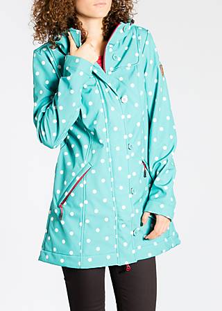 Soft Shell Jacket wild weather long anorak, ocean dots, Jackets & Coats, Blue