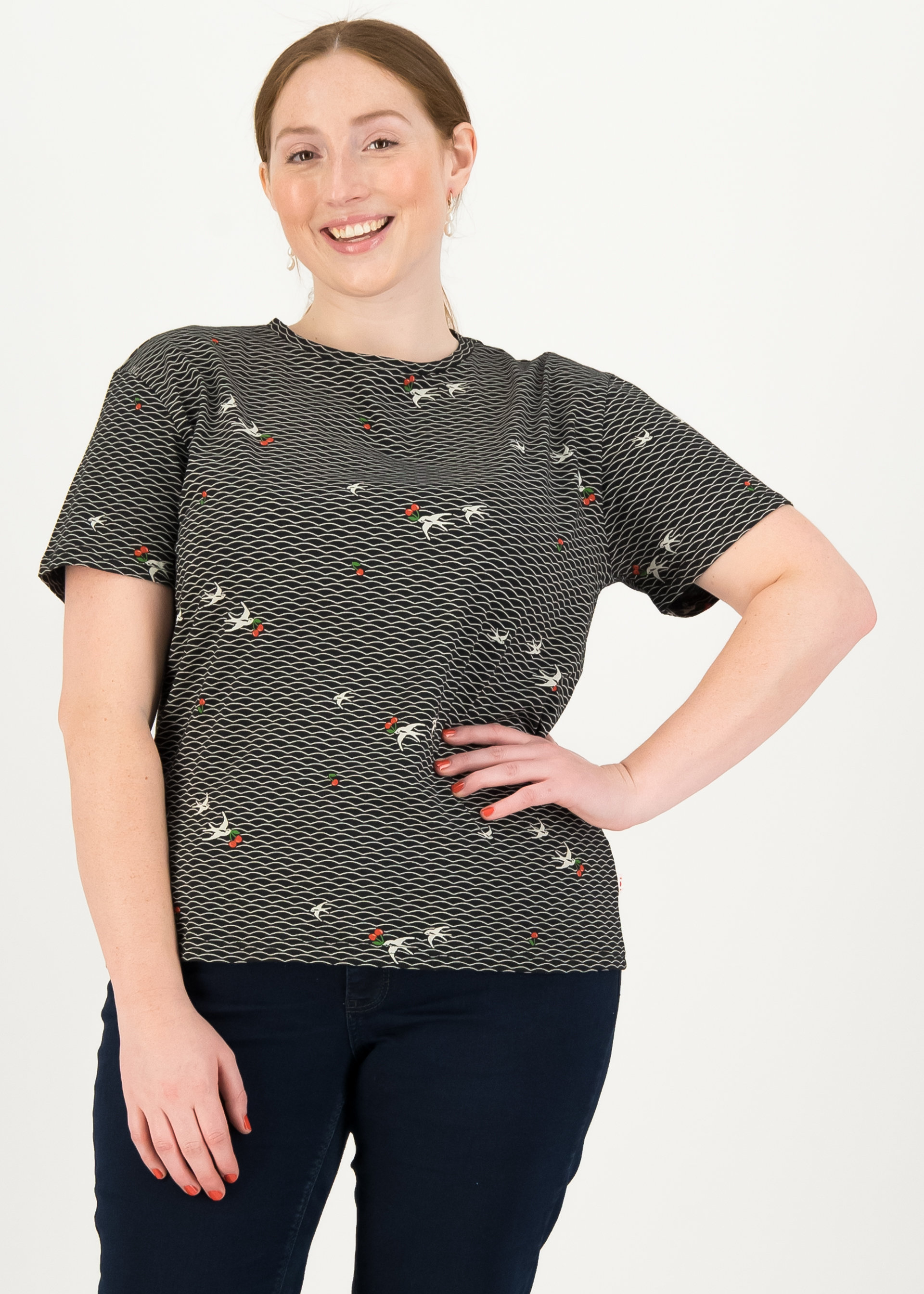 T-Shirt diamond heart, zwaluw zee, Tops, Black