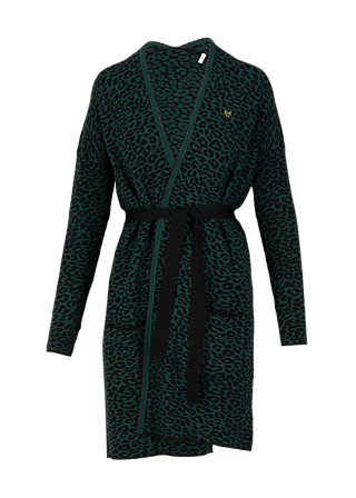 Lange Strickjacke rendezvous with myself, teal leo, Strickpullover & Cardigans, Grün