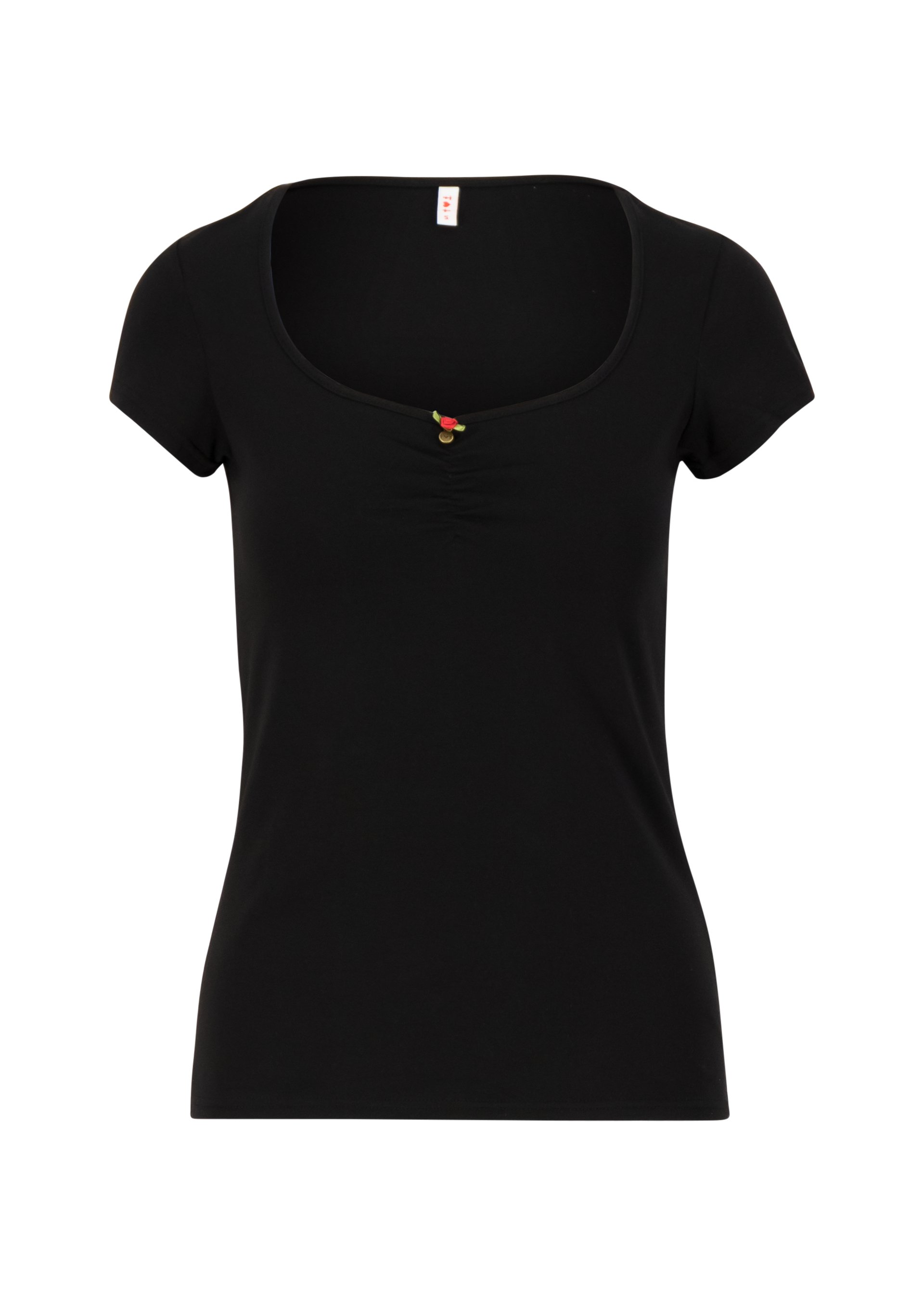 T-Shirt logo shortsleeve feminin, basic black, Shirts, Schwarz