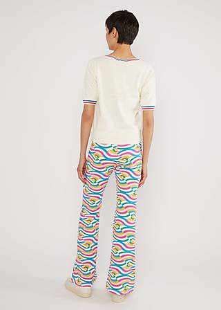 Flares Dancing Jazz, happy rainbow waves, Trousers, White