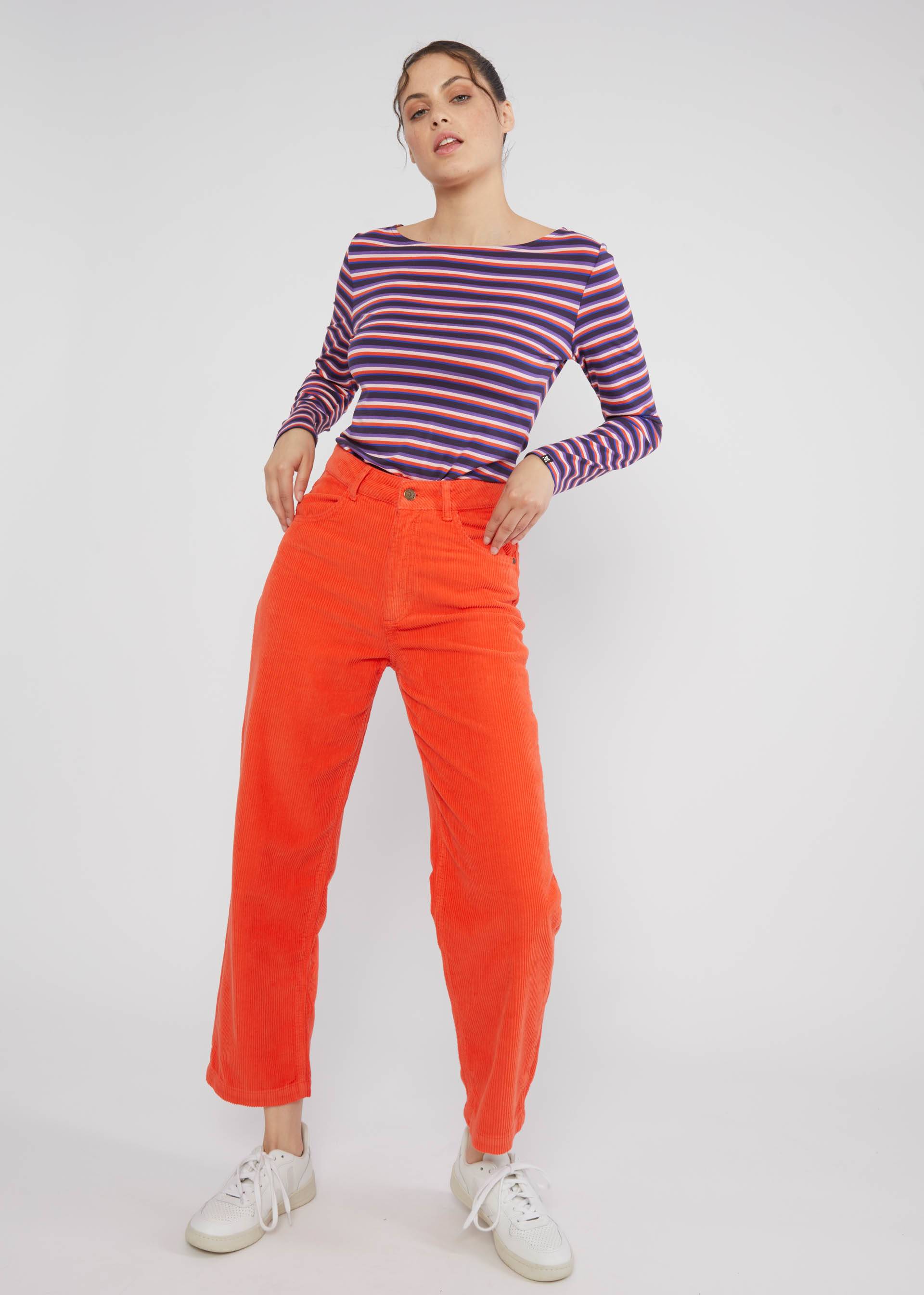 Corduroy Pants High Waist Olotte, rusty rose, Trousers, Orange