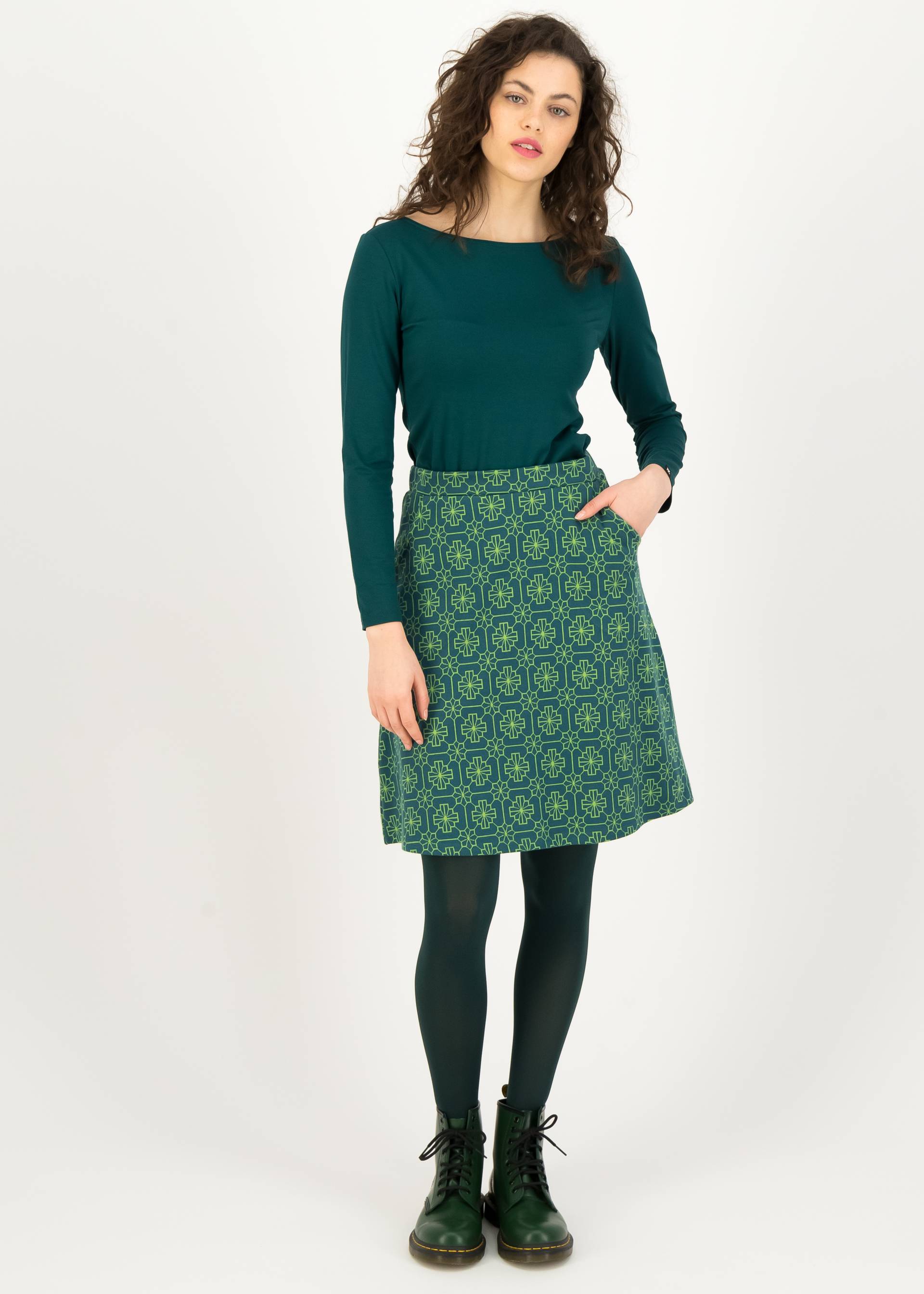 Mini Skirt Jackie oh, green mosaic flower, Skirts, Green