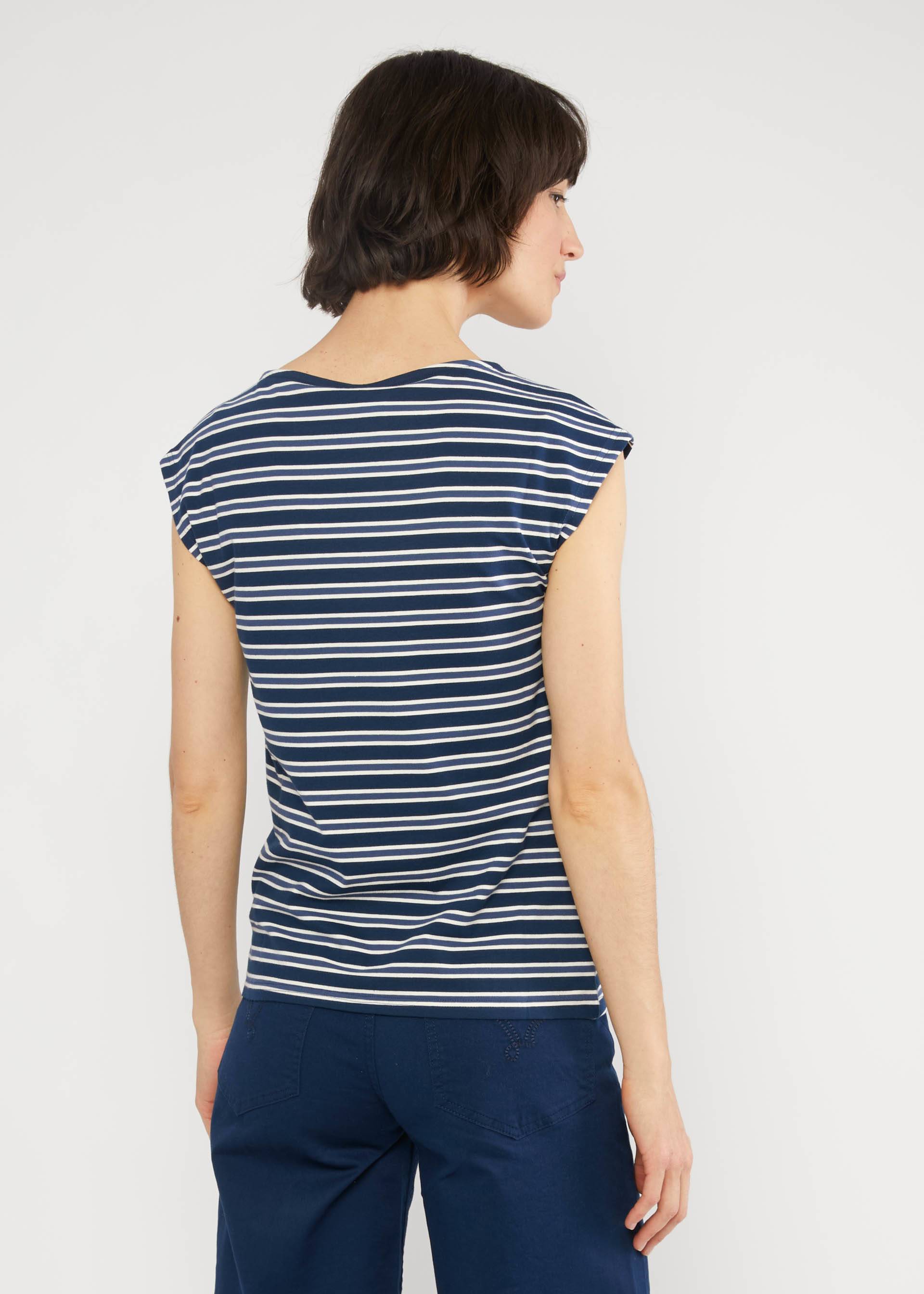 Top Boxy Babe, caravan stripes blue, Shirts, Blau