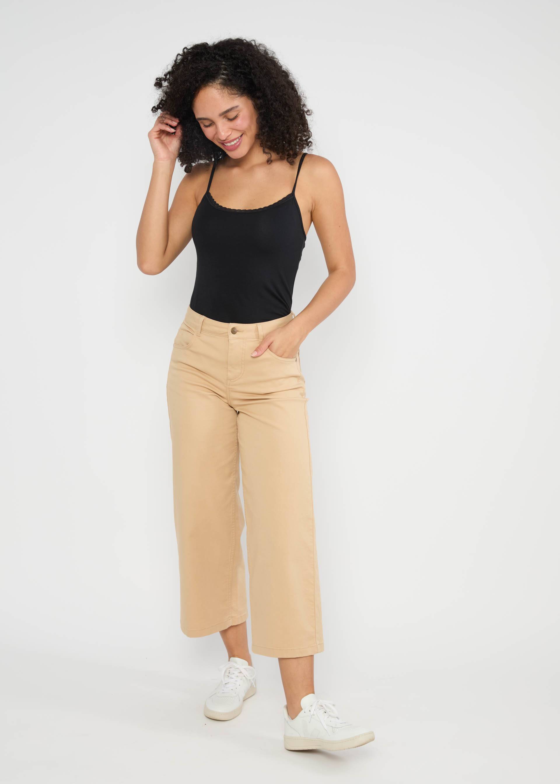 Culottes High Waist Culotte, golden harmony beige, Trousers, White