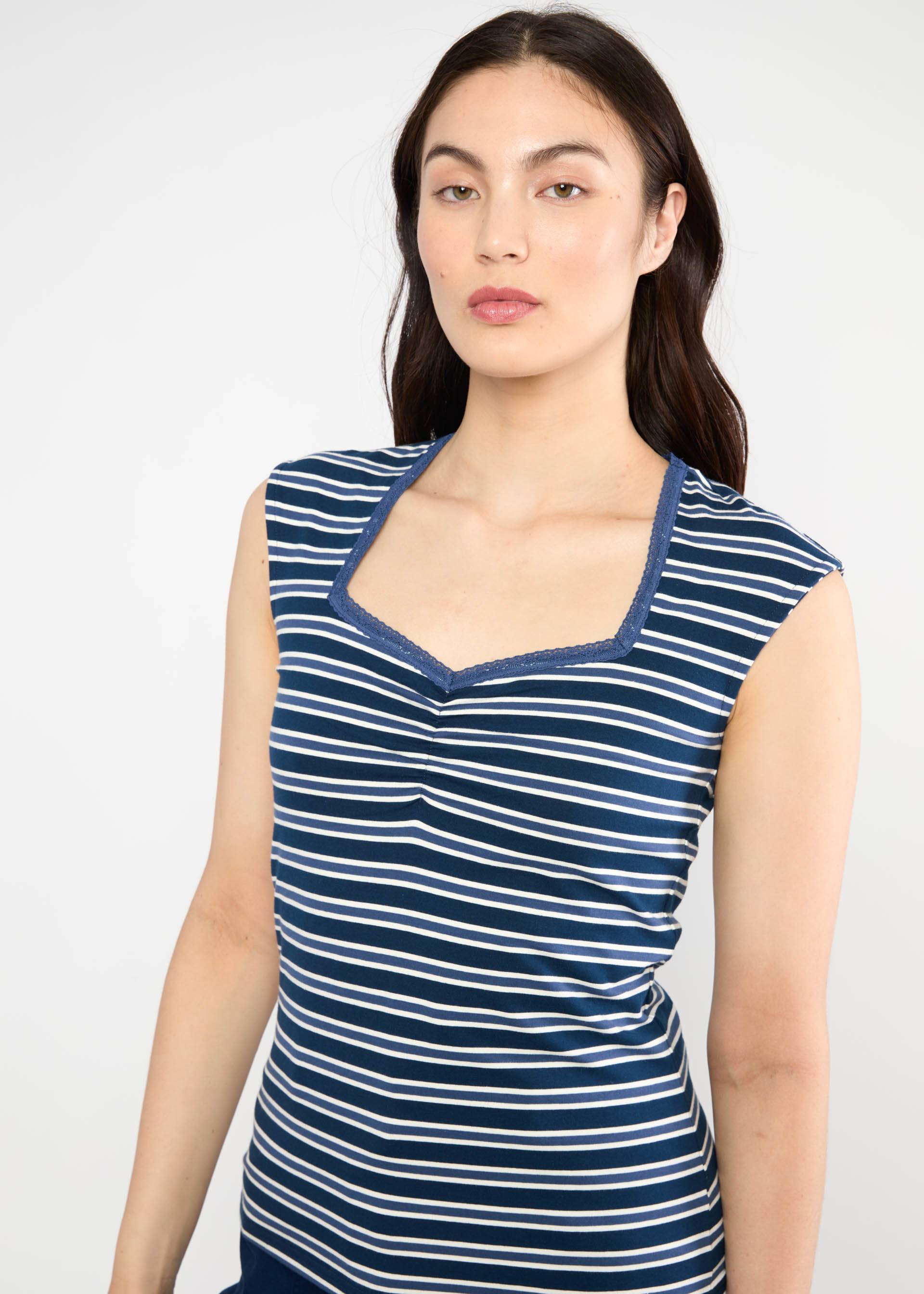 Sommer Top Let Romance Rule, caravan stripes blue, Shirts, Blau