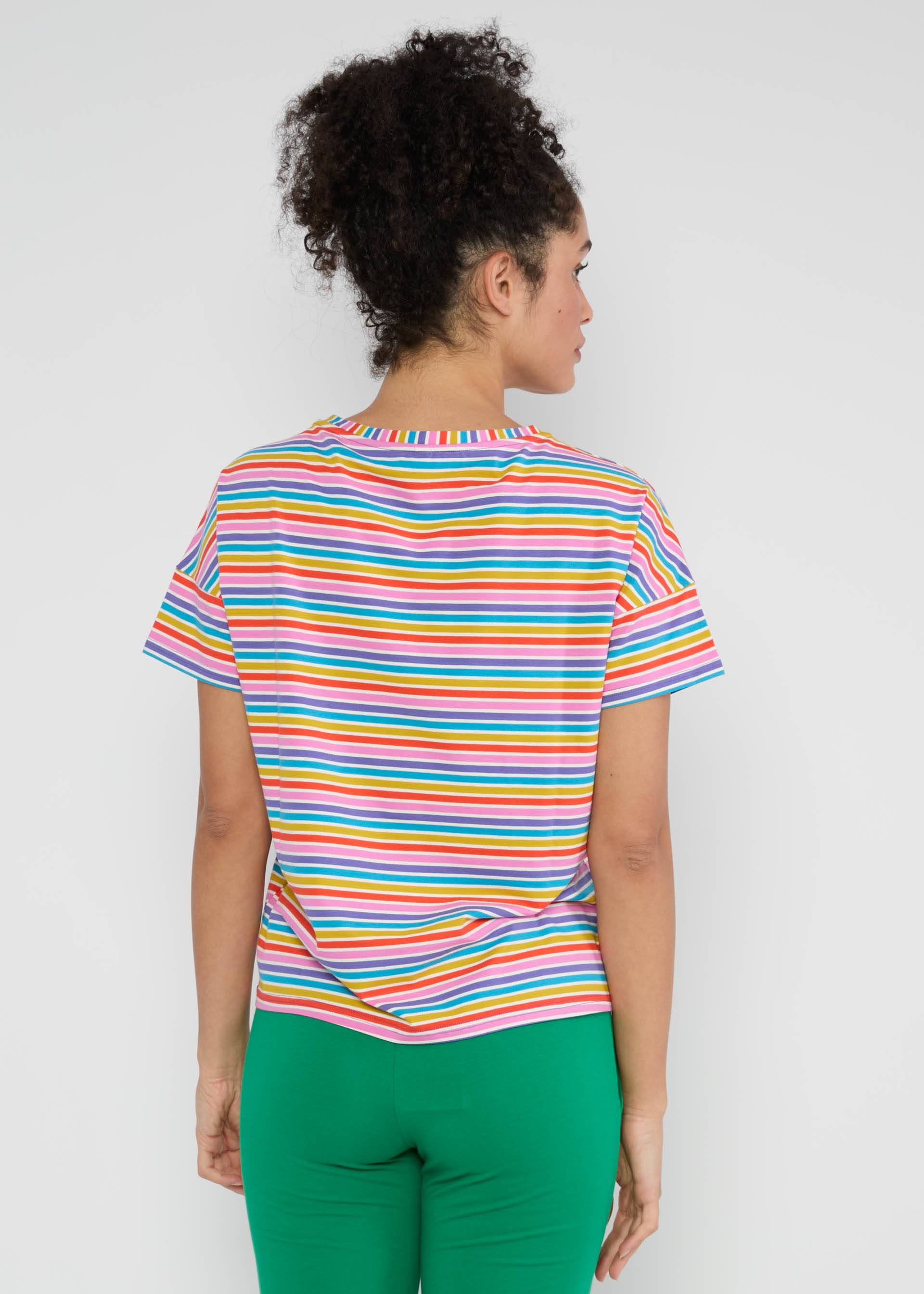 T-Shirt The Generous One, coral rainbow stripes, Shirts, Lila