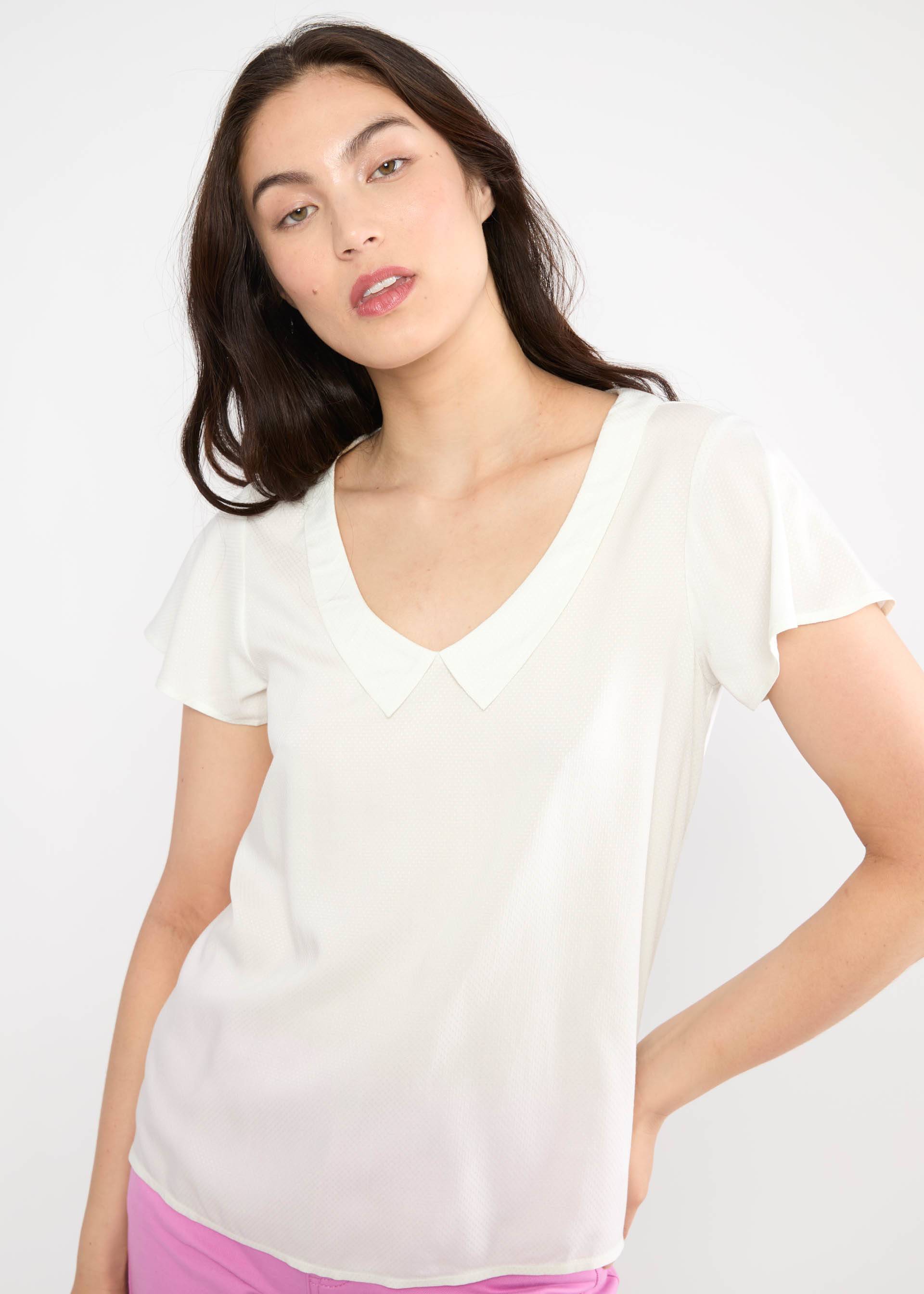 Sommerbluse Feed the Birds, budgie feather white, Blusen & Tuniken, Weiß