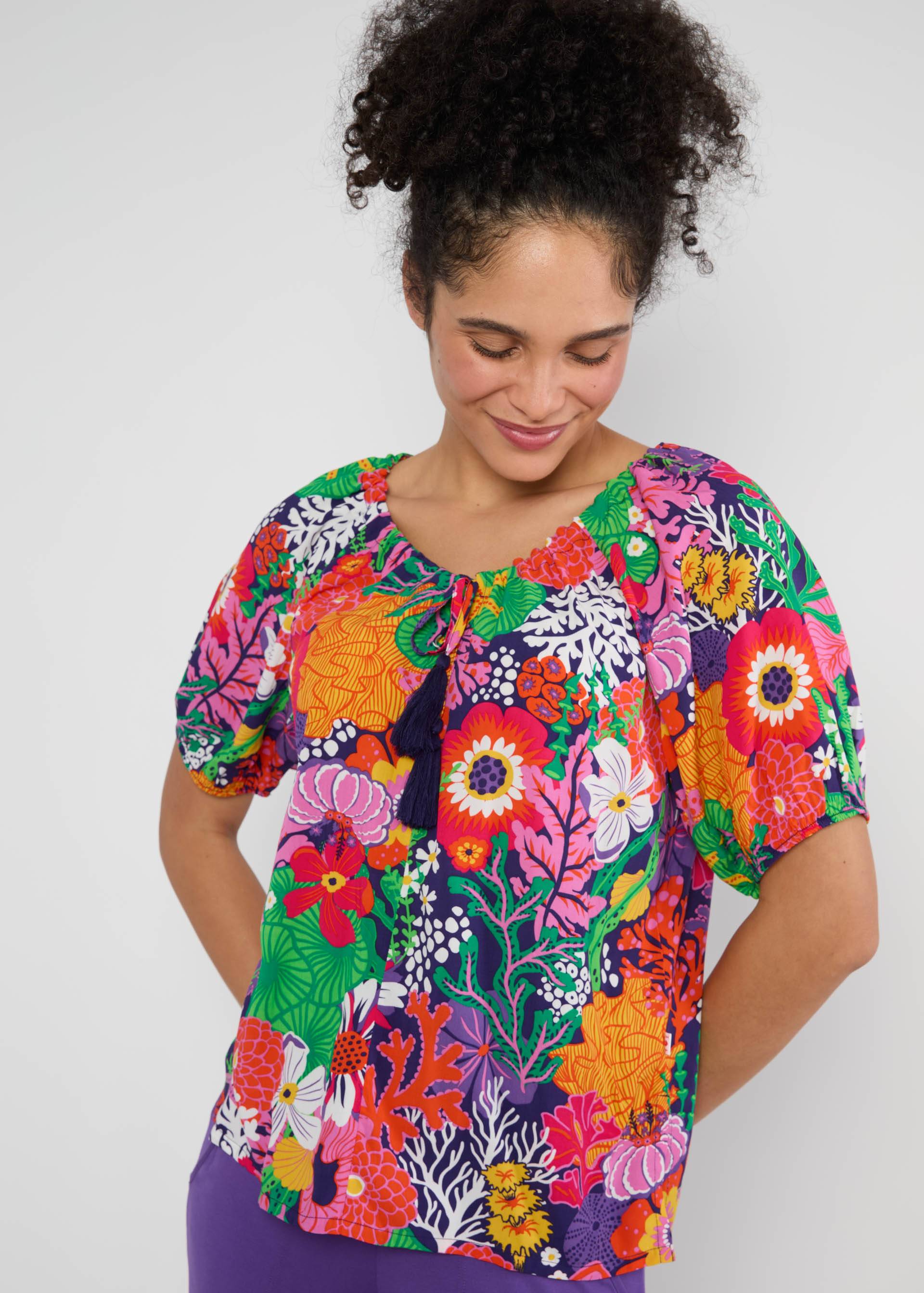 Sommerbluse Magic Maiden, coral flower, Shirts, Lila