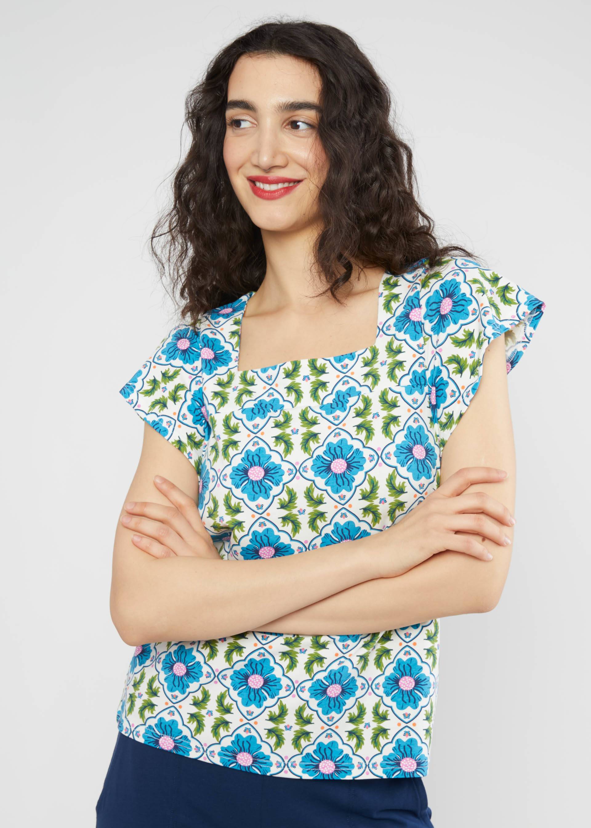 Jersey Top Valance Carré, my cute dream flower, Tops, White