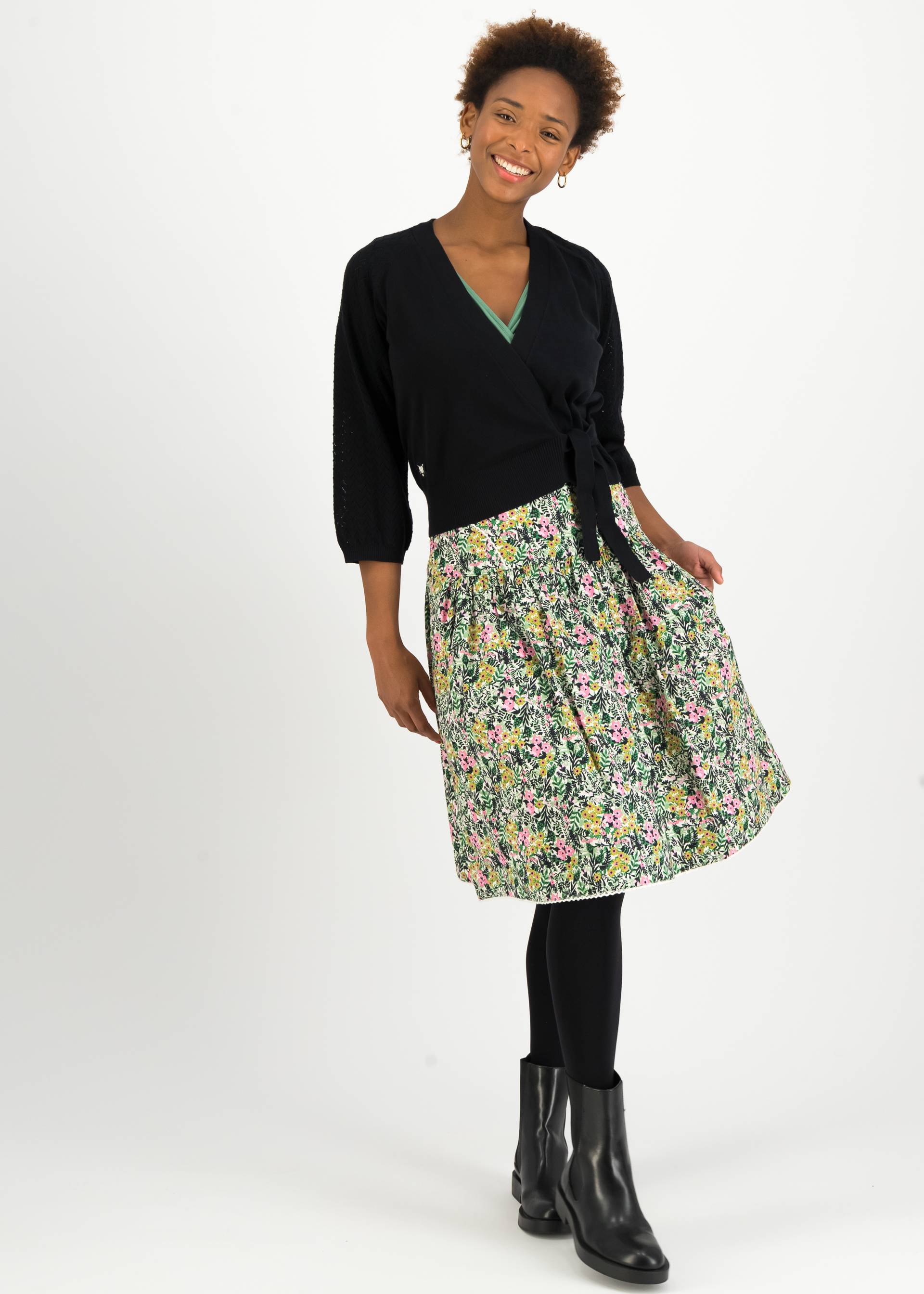 Cardigan Warm up Wrap, noir heart dots, Cardigans, Schwarz