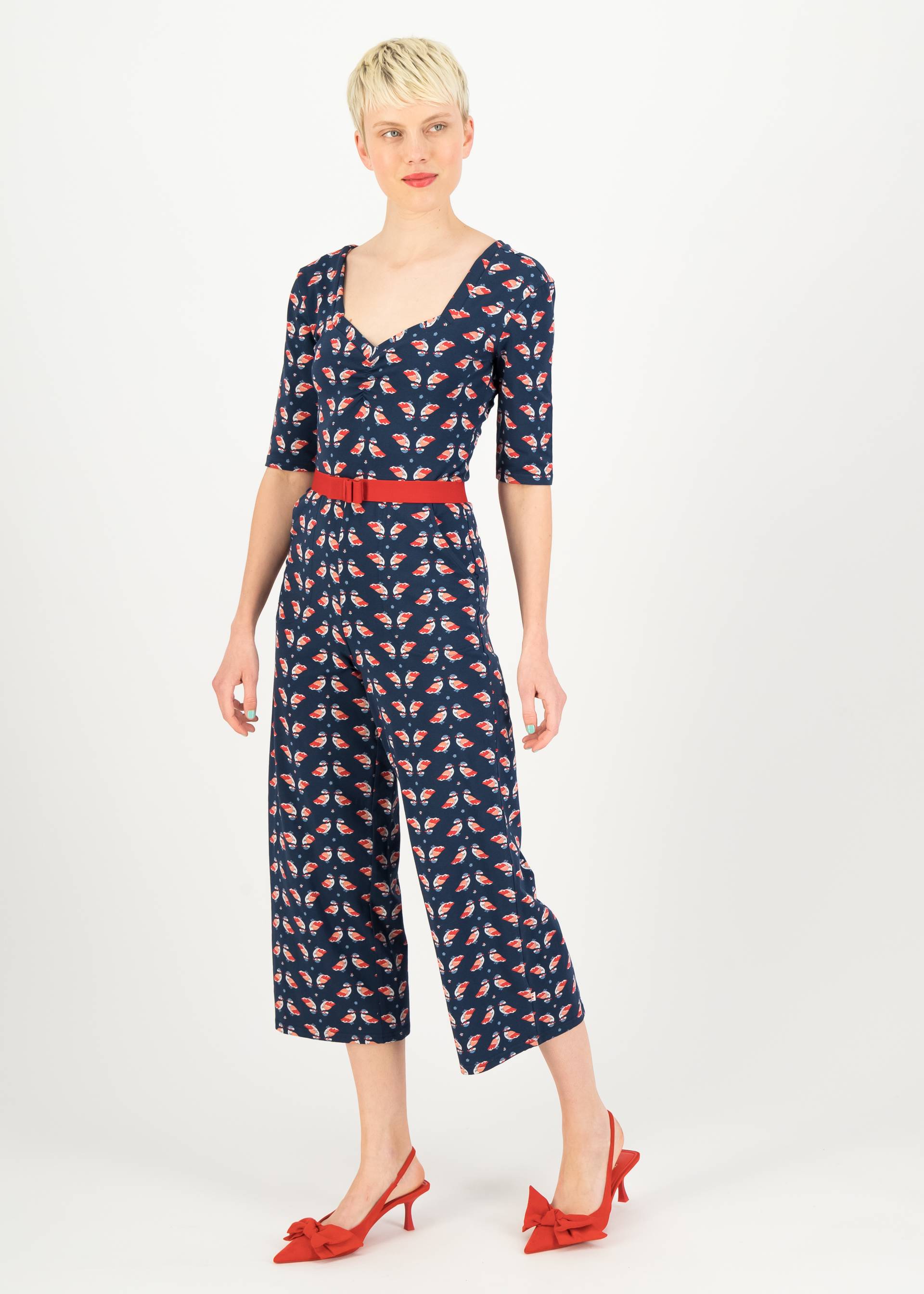 Jumpsuit Flaming Heart Marlene, chirping bird, Trousers, Blue