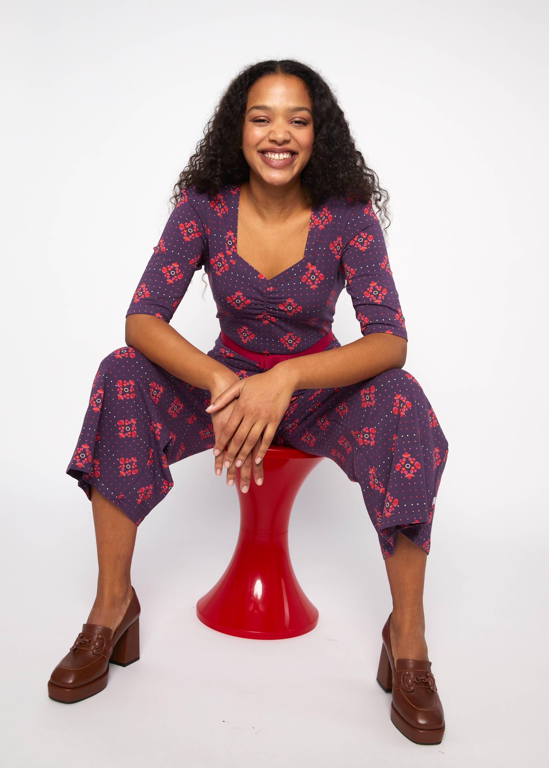 Jumpsuit Flaming Heart Marlene, women support women, Hosen, Lila