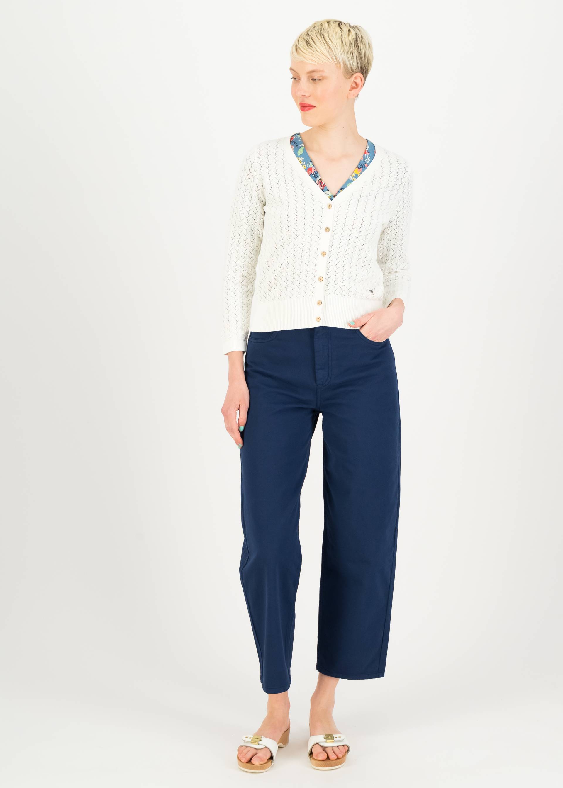 Cardigan Sweet Petite, white pigtail knit, Cardigans, White