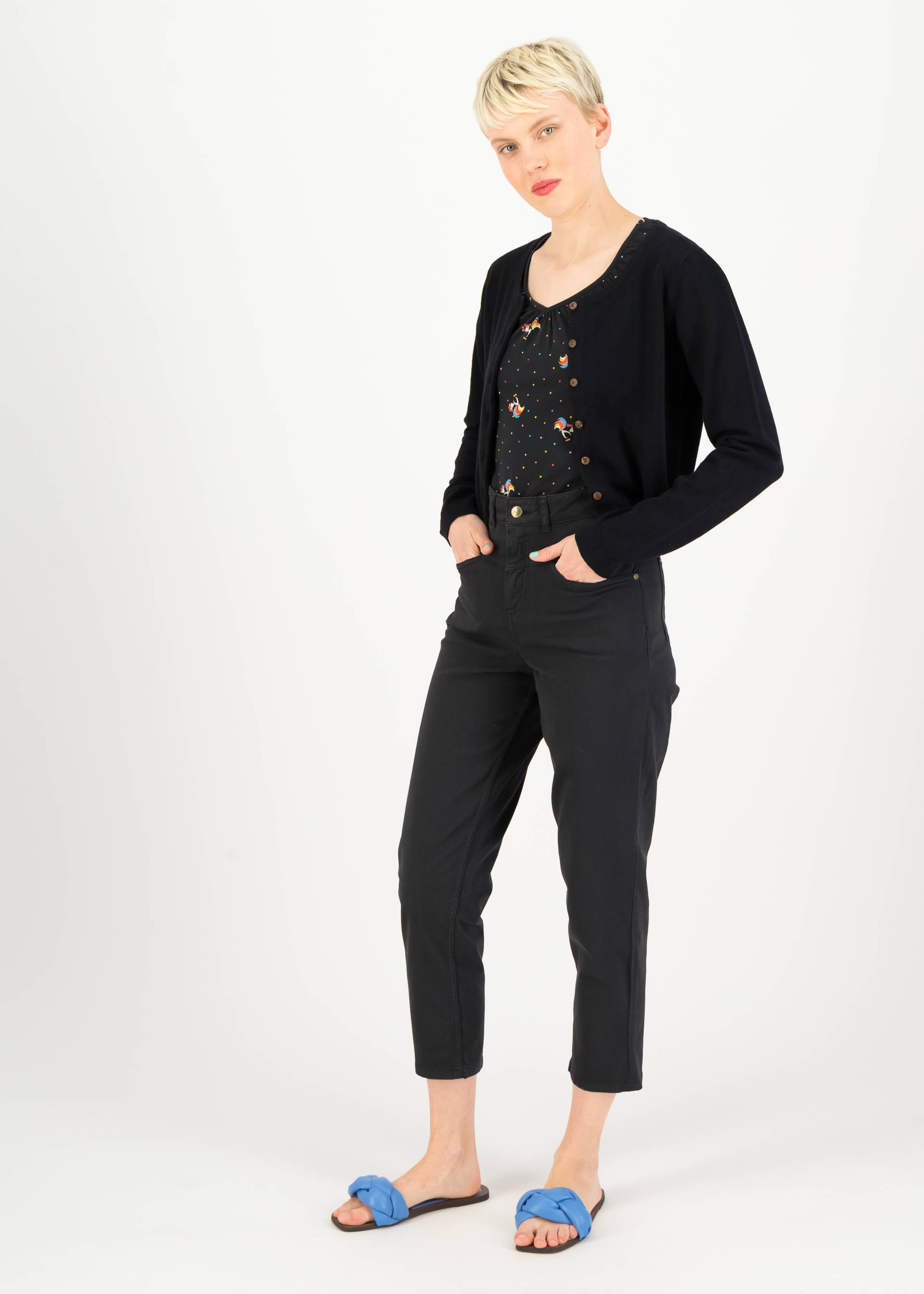 Cardigan Welcome to the Crew, little black flower, Cardigans, Black