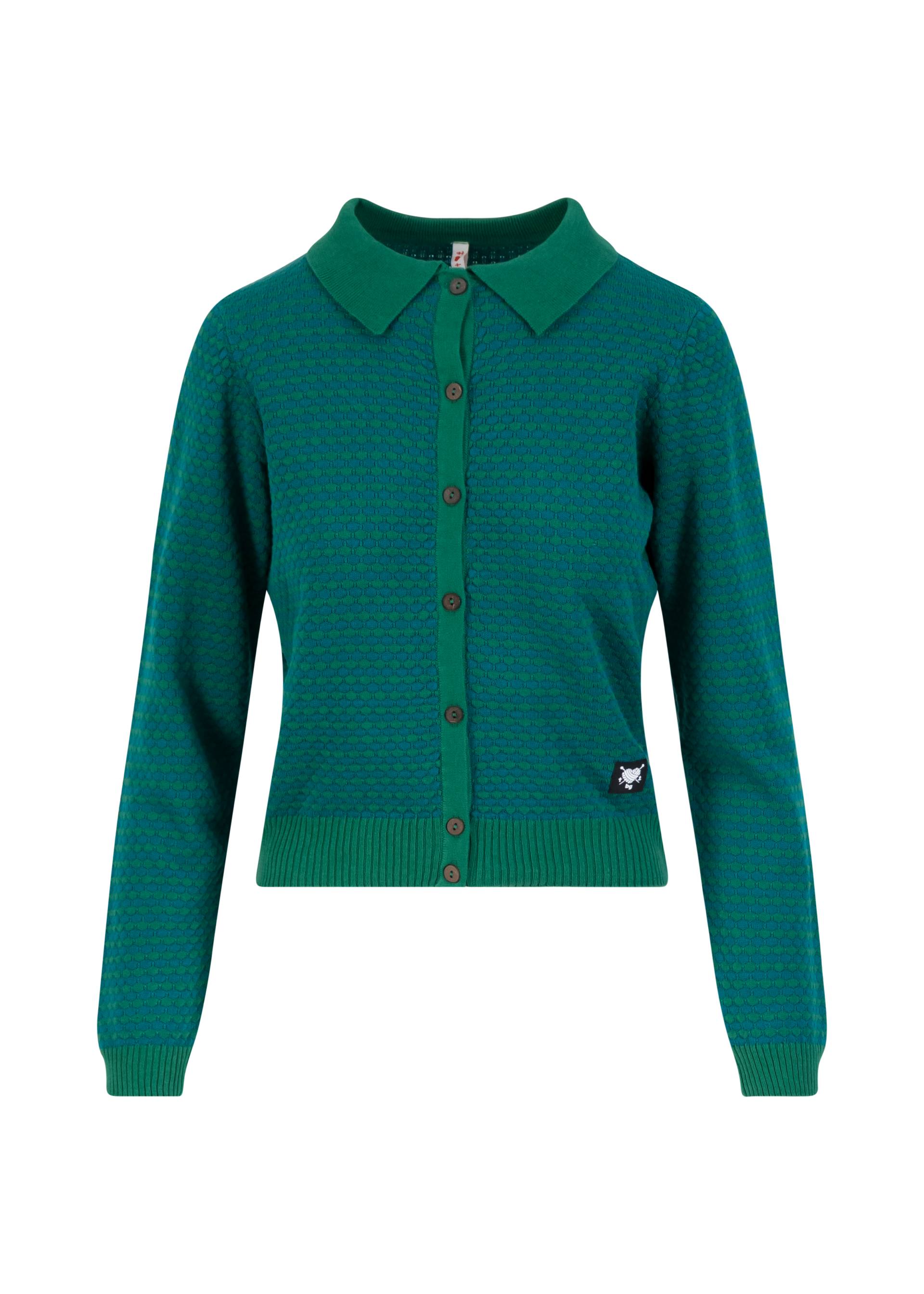 Cardigan Cozy Poloette, winter berry dot green, Cardigans, Green