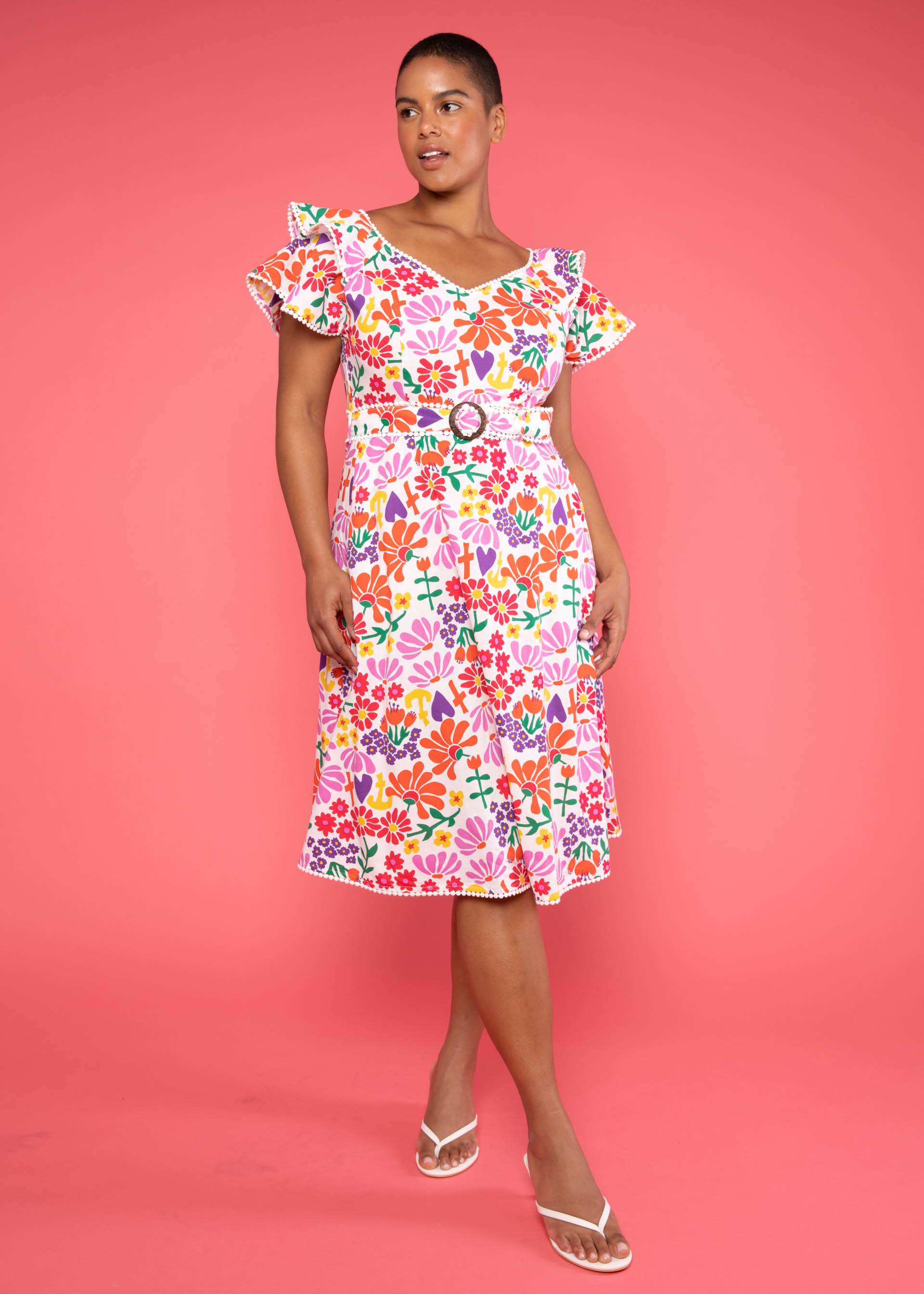 Festliches Kleid Falbala Festival, flower market, Kleider, Weiß