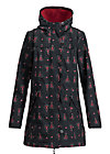 Soft Shell Jacket wild weather long anorak, red hood, Jackets & Coats, Black