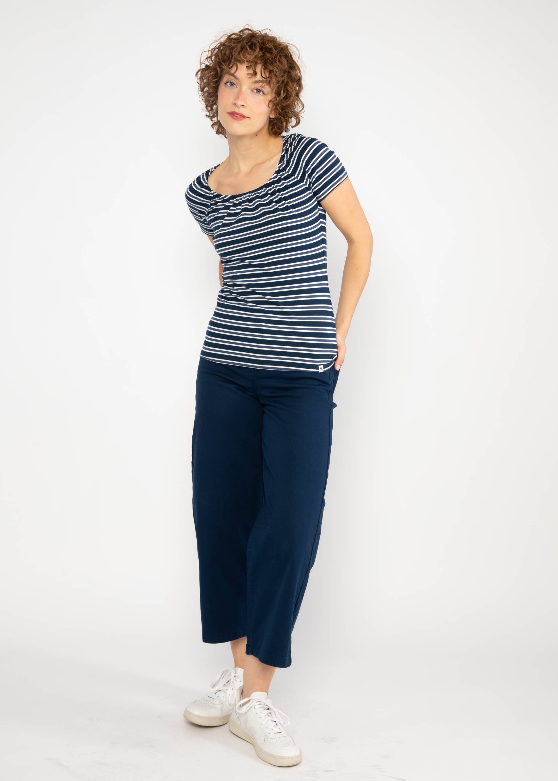 T-Shirt Vintage Heart, caravan stripes blue, Shirts, Blau