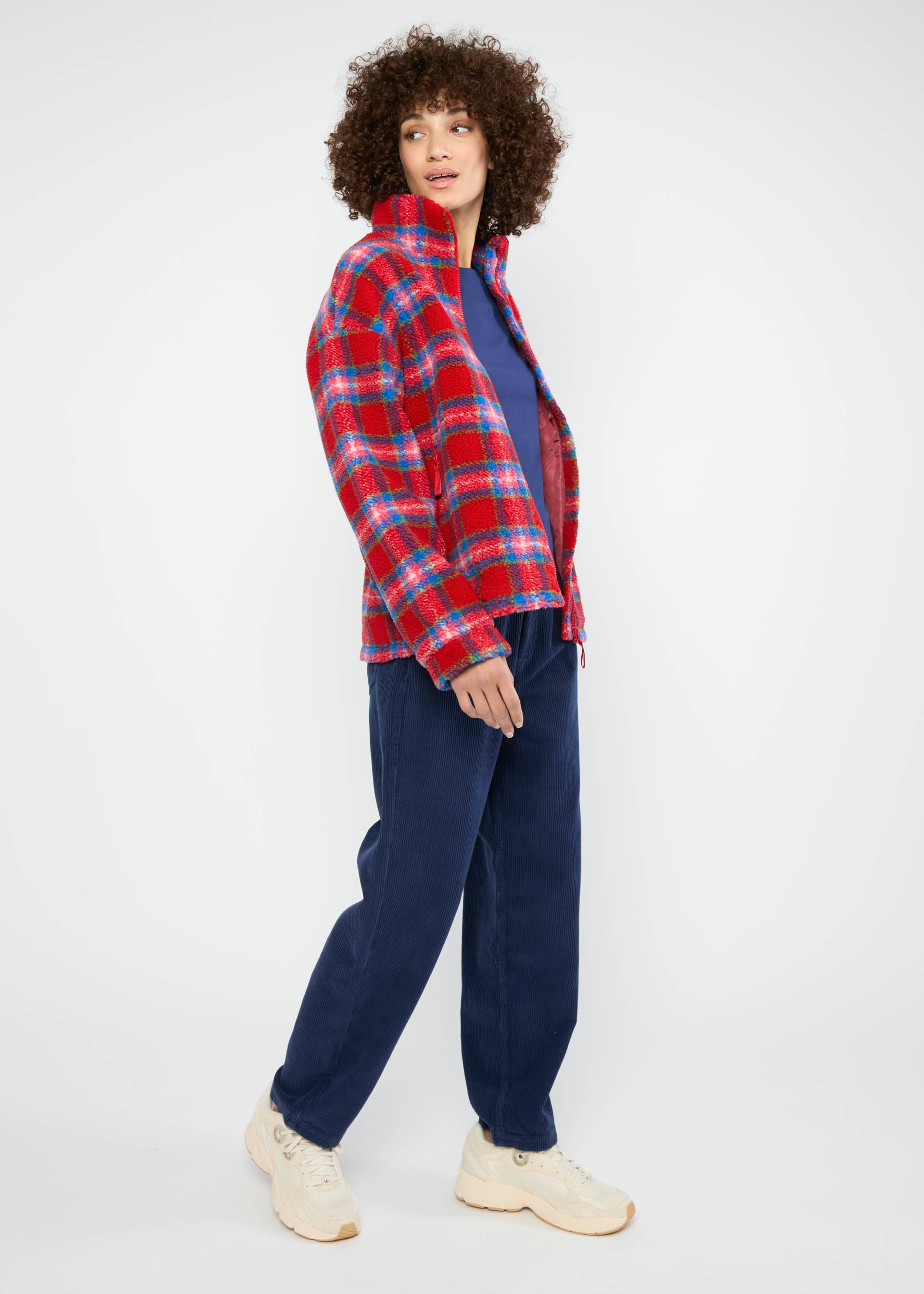 Fleece Jacket Arctic Leisure, tartan teddy, Jackets & Coats, Red