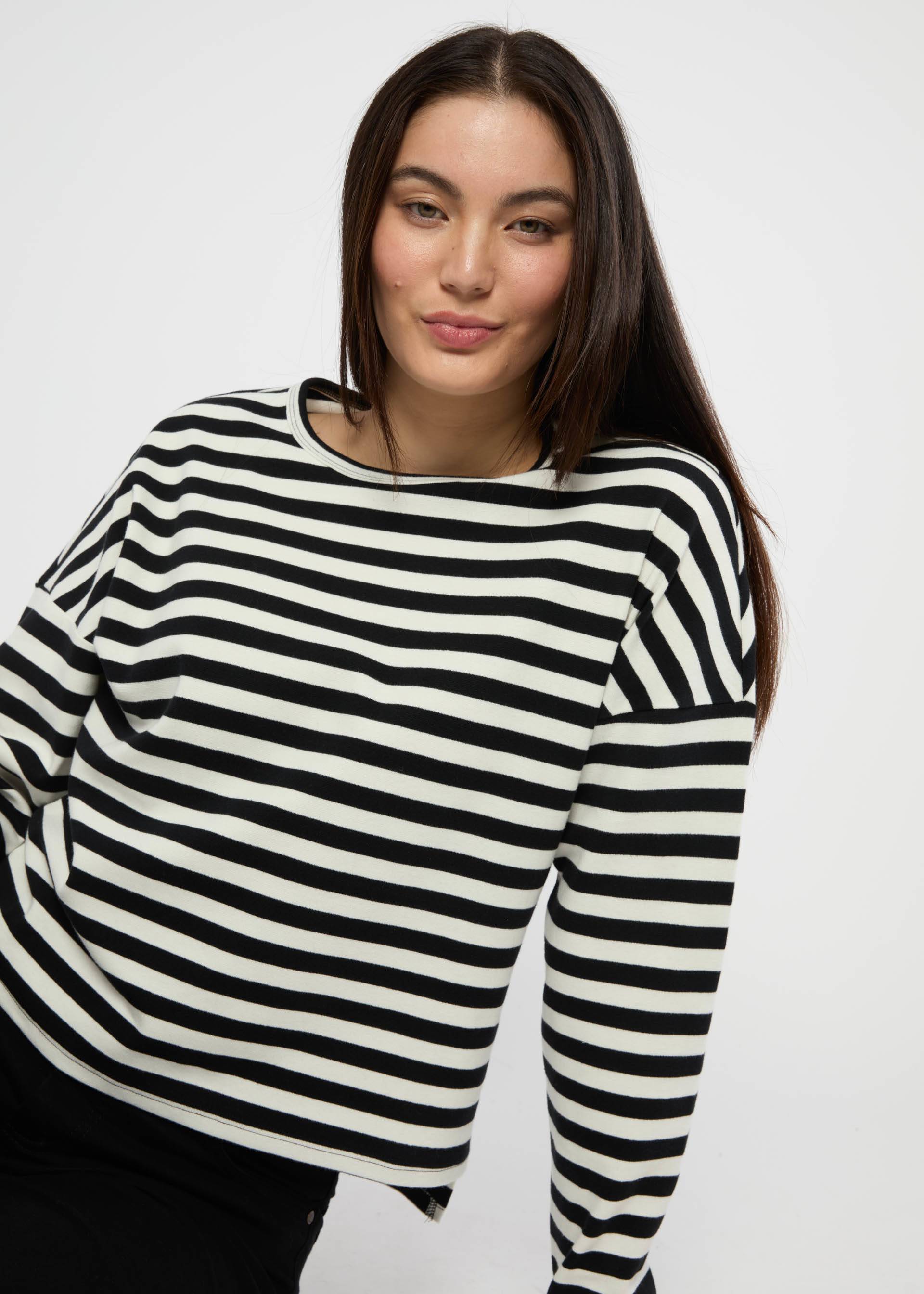 Longsleeve Stereo Rainbow Crew, wizardy black stripes, Shirts, Schwarz