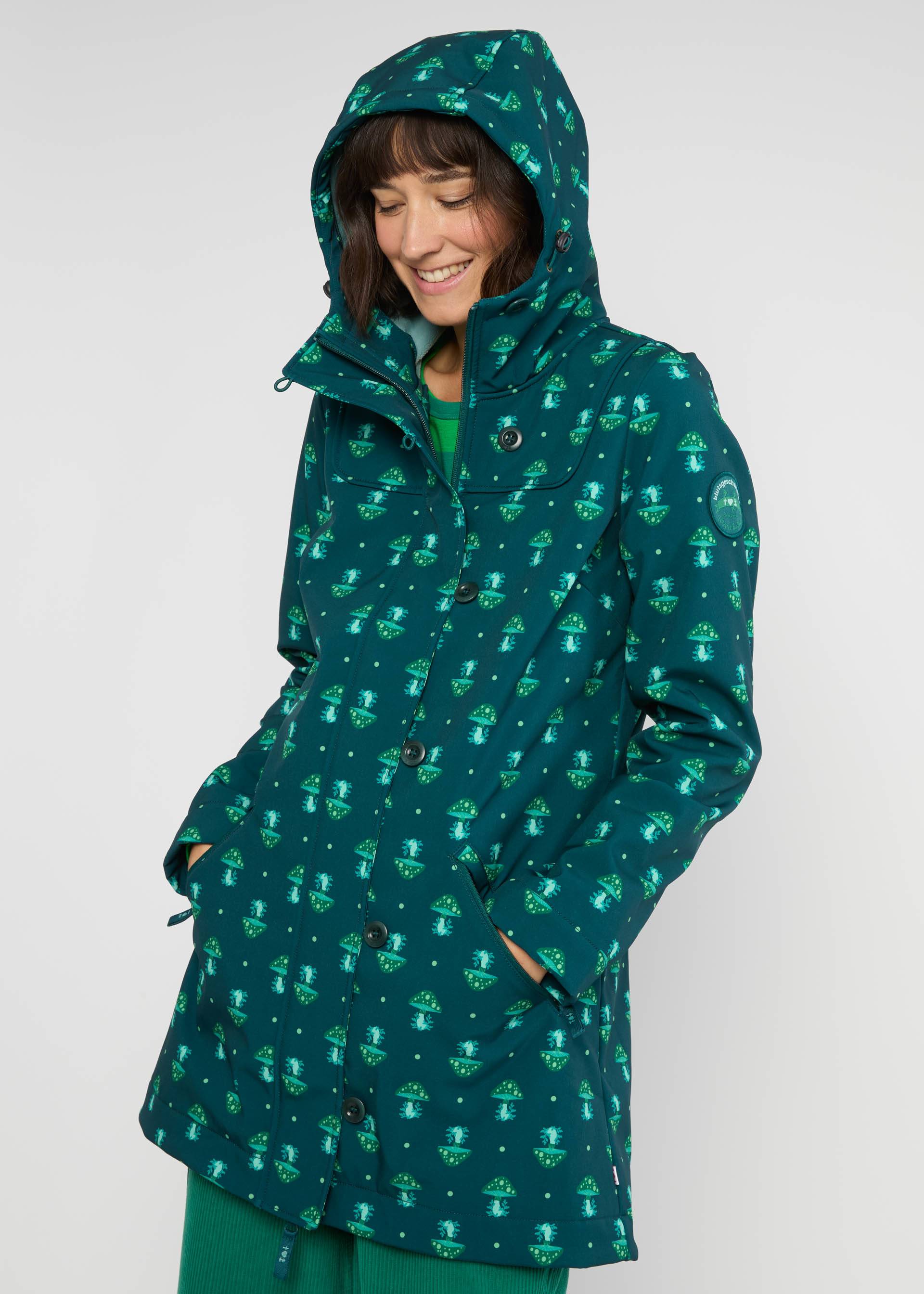 Soft Shell Jacket Wild Weather, magical night mushroom, Jackets & Coats, Green