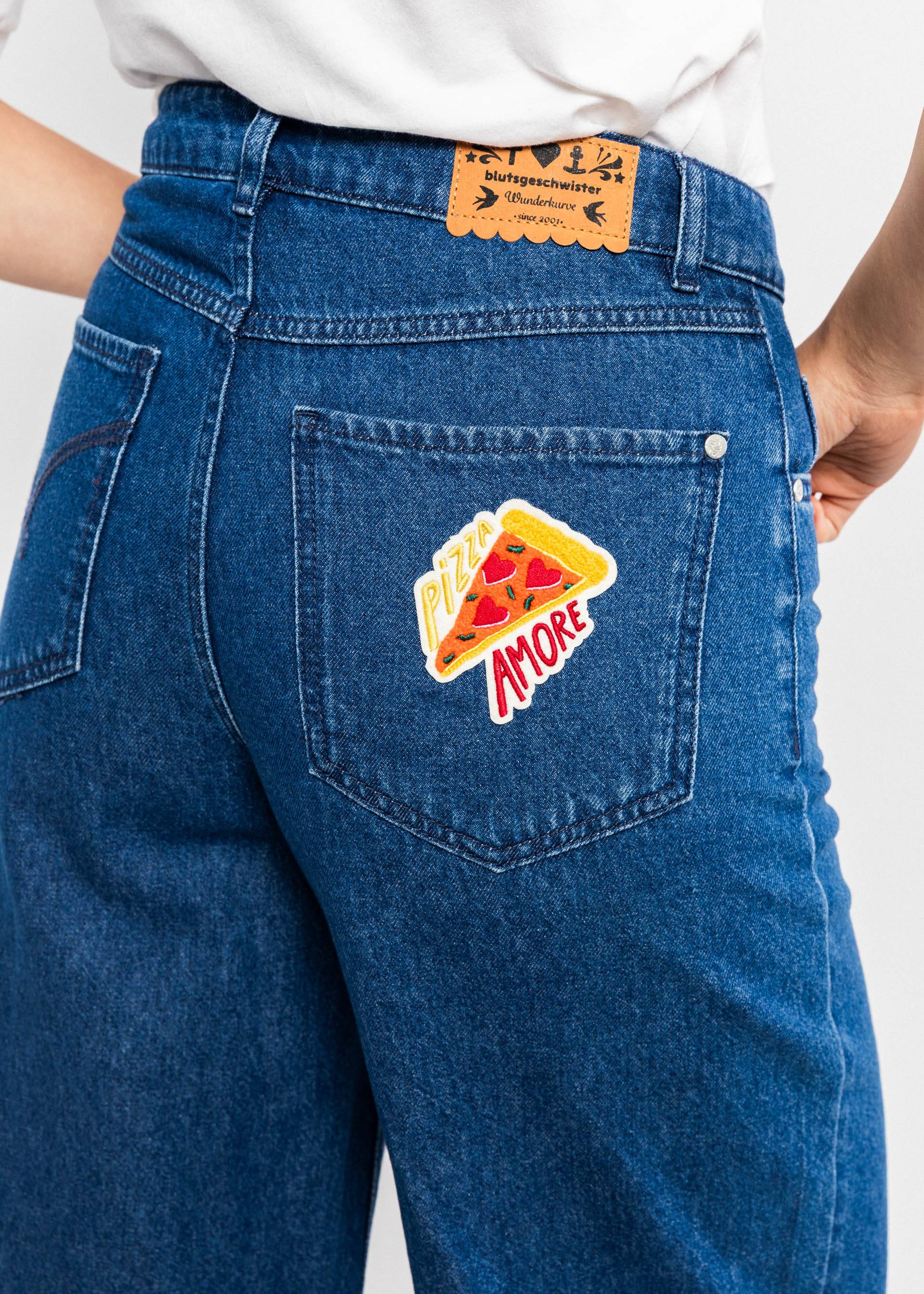 Jeanshose Lene Lou, ocean indigo denim embroidery, Hosen, Blau