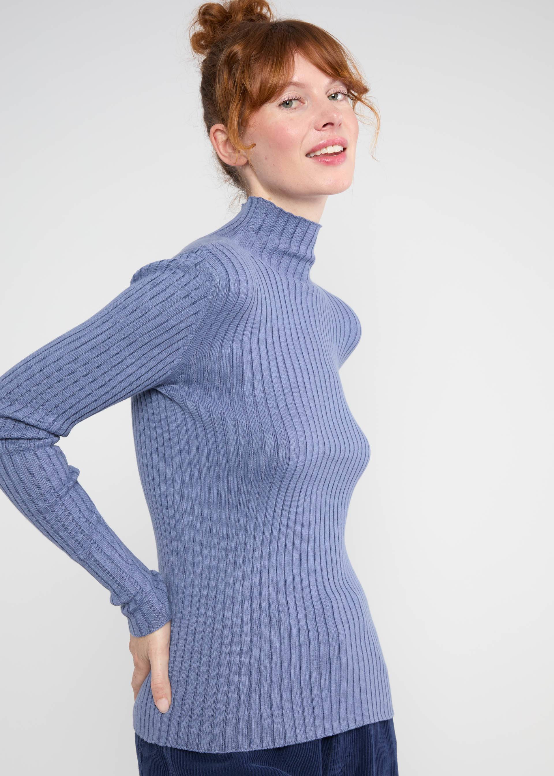 Rollkragenpullover Jazz & Chill, softly blue rib, Strickpullover, Blau