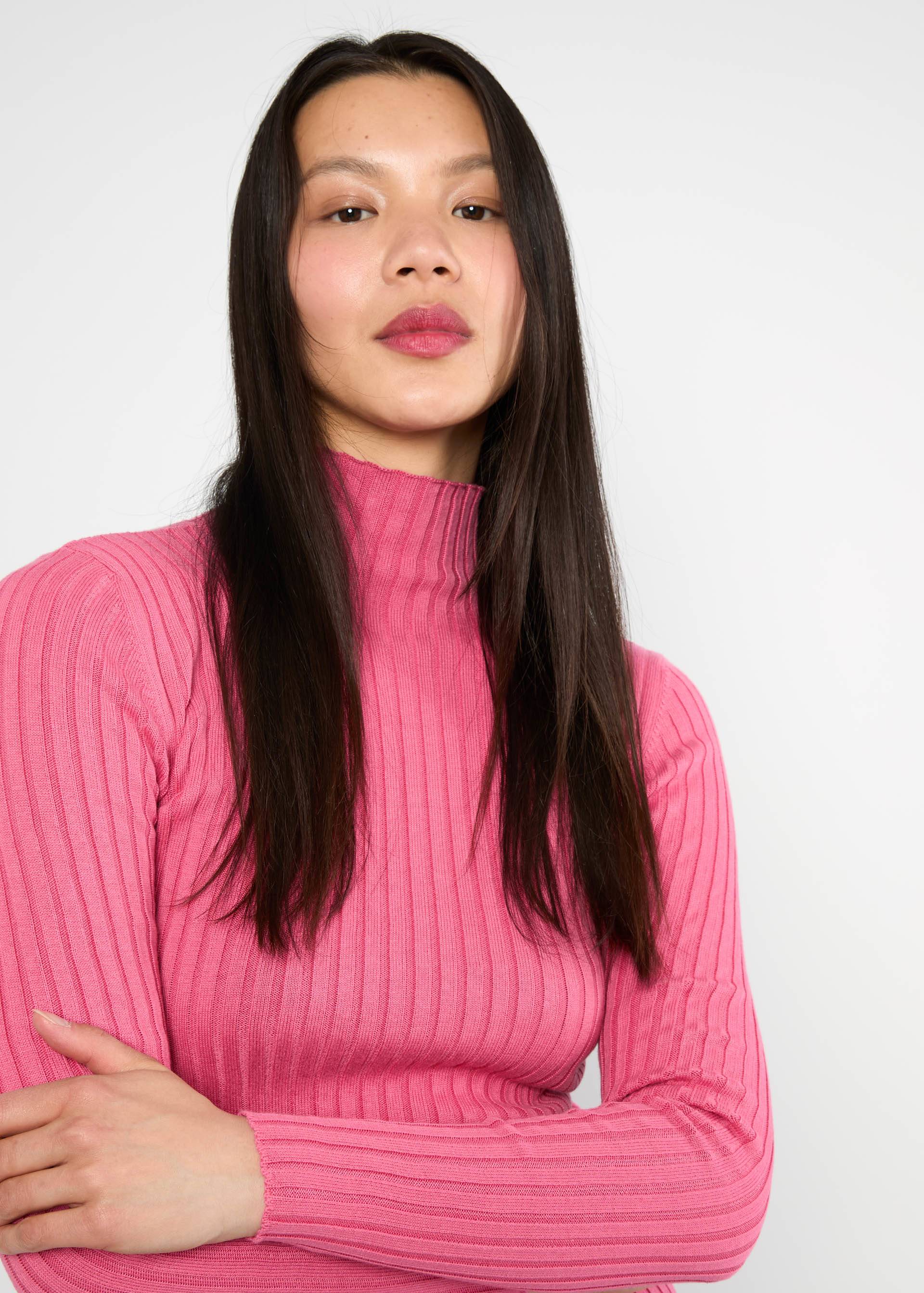 Rollkragenpullover Jazz & Chill, winter fruit pink rib, Strickpullover, Rosa