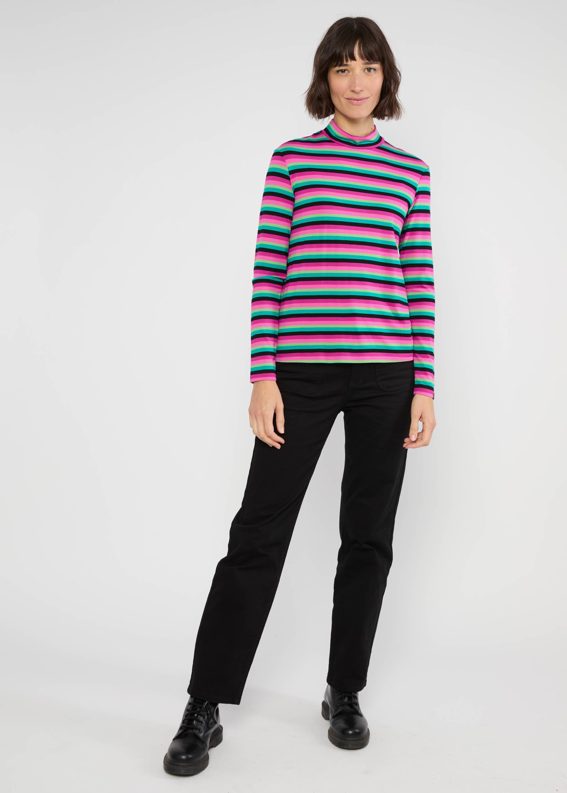 Breton shirt Lonely Lips Turtle, magical rainbow stripes, Tops, Black
