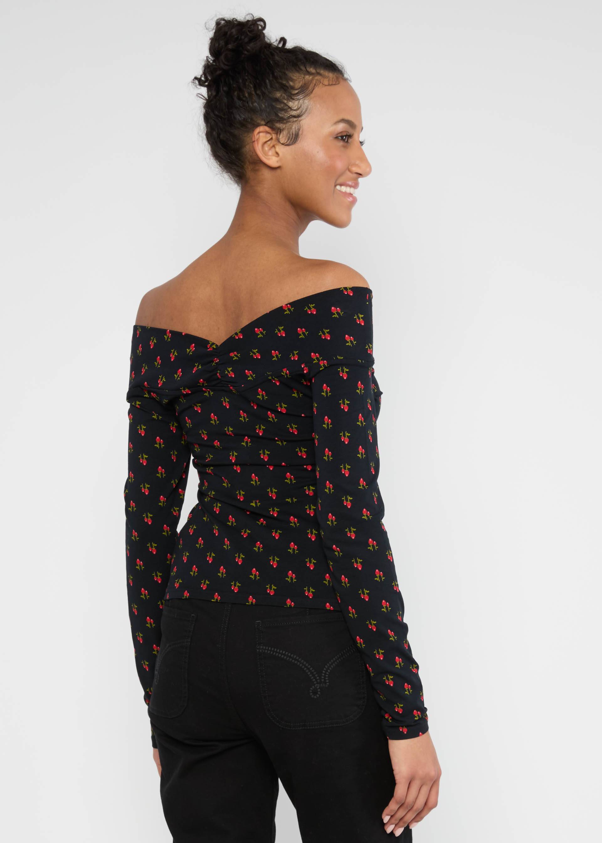 Longsleeve Lovebirds Kiss, red rosehip, Shirts, Schwarz