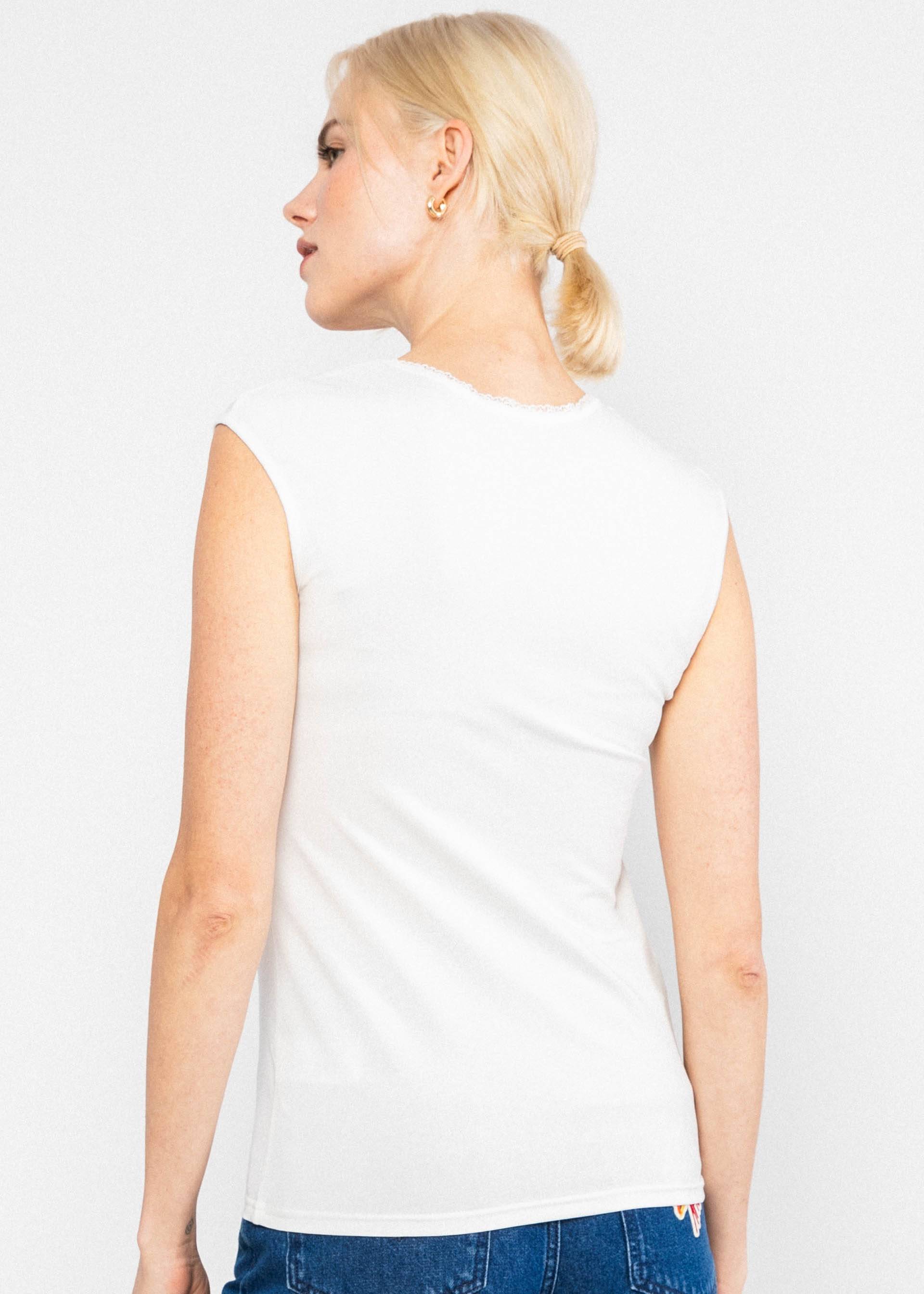 Sleeveless Top Let Romance Rule, blanc white, Tops, White