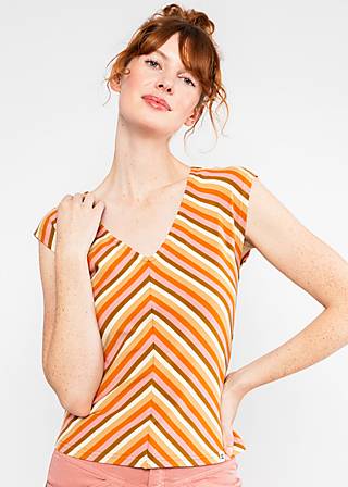 Top Vintage V-Neck, blushing sunbeams stripes, Shirts, Braun