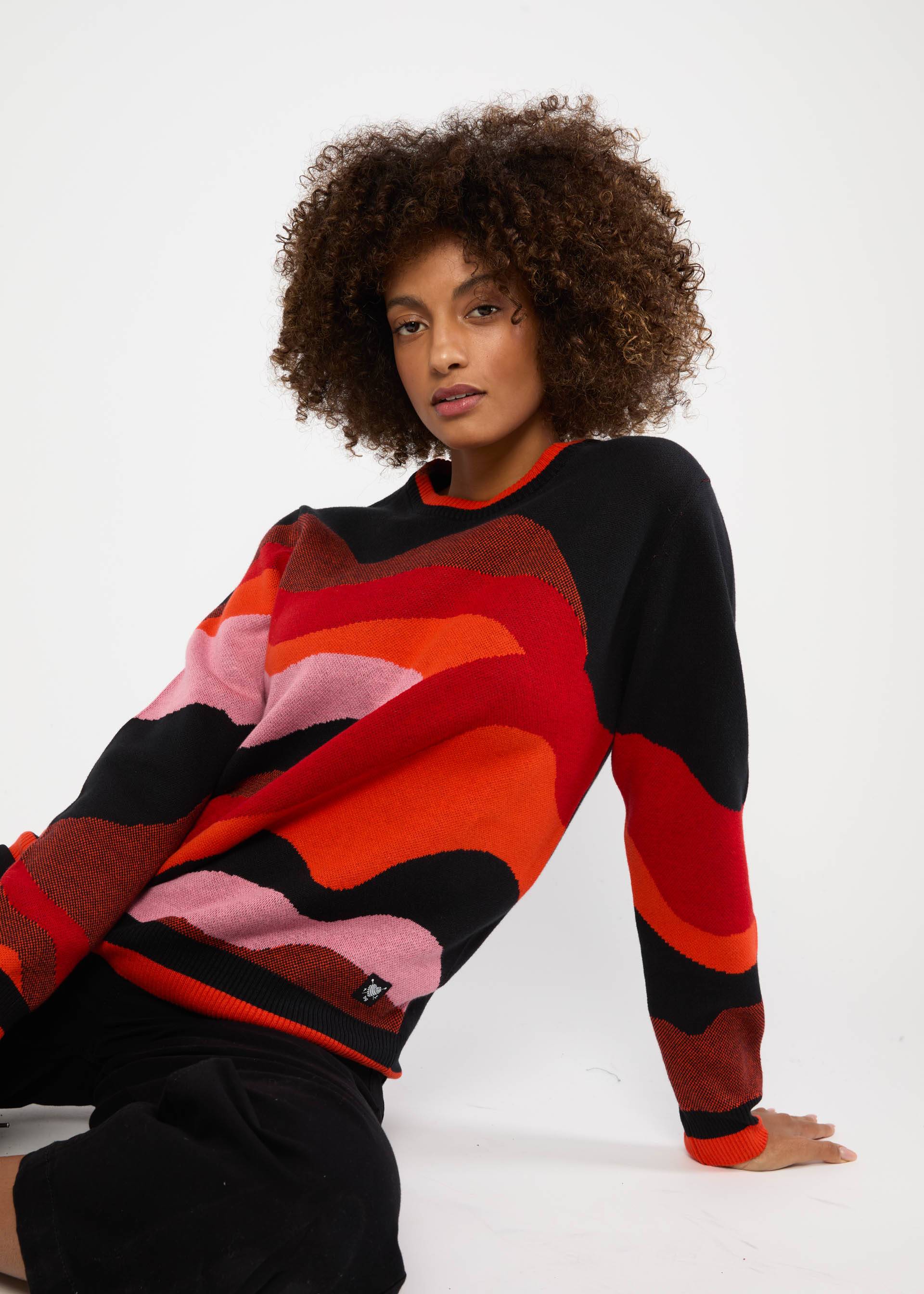 Strickpullover Cosy Storyteller, autumn wave, Strickpullover, Schwarz