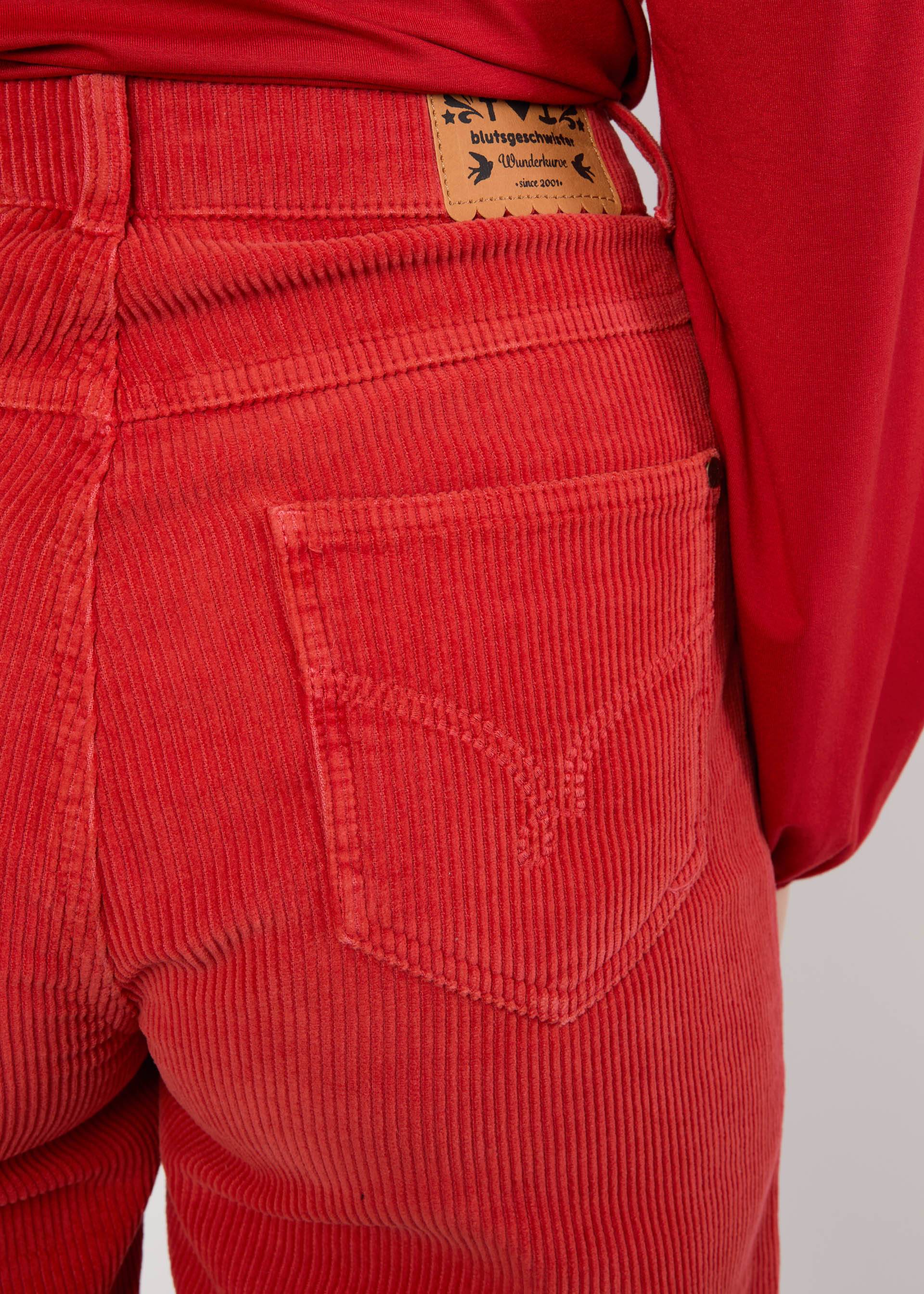 Cordhose High Waist Olotte, folkloric iconic red, Hosen, Rot