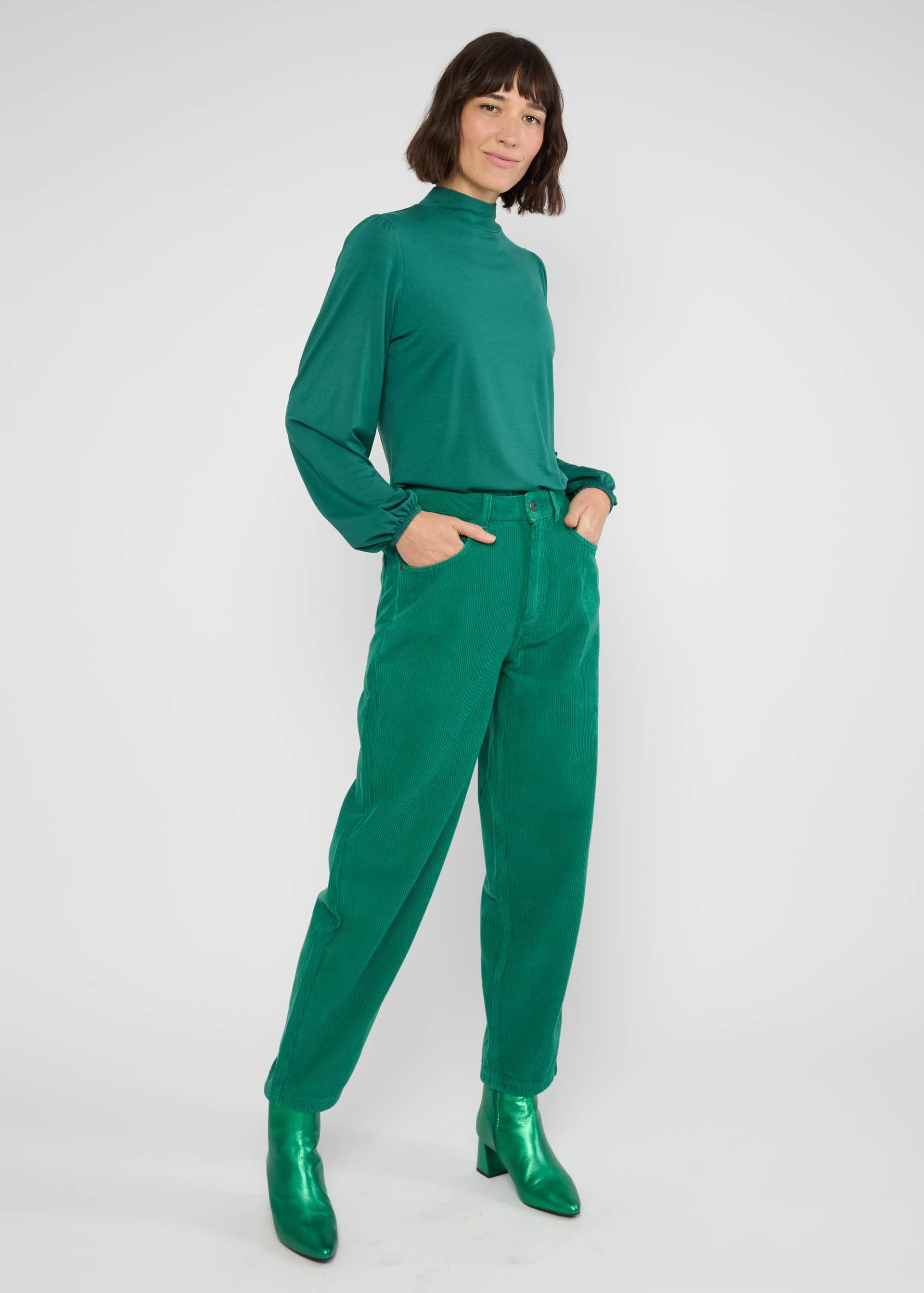 Cordhose High Waist Olotte, princess green, Hosen, Grün